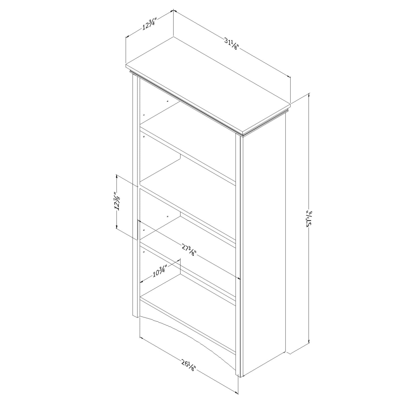 South Shore Gascony 57-3/4inH 4-Shelf Bookcase, Gray Maple - Image 6