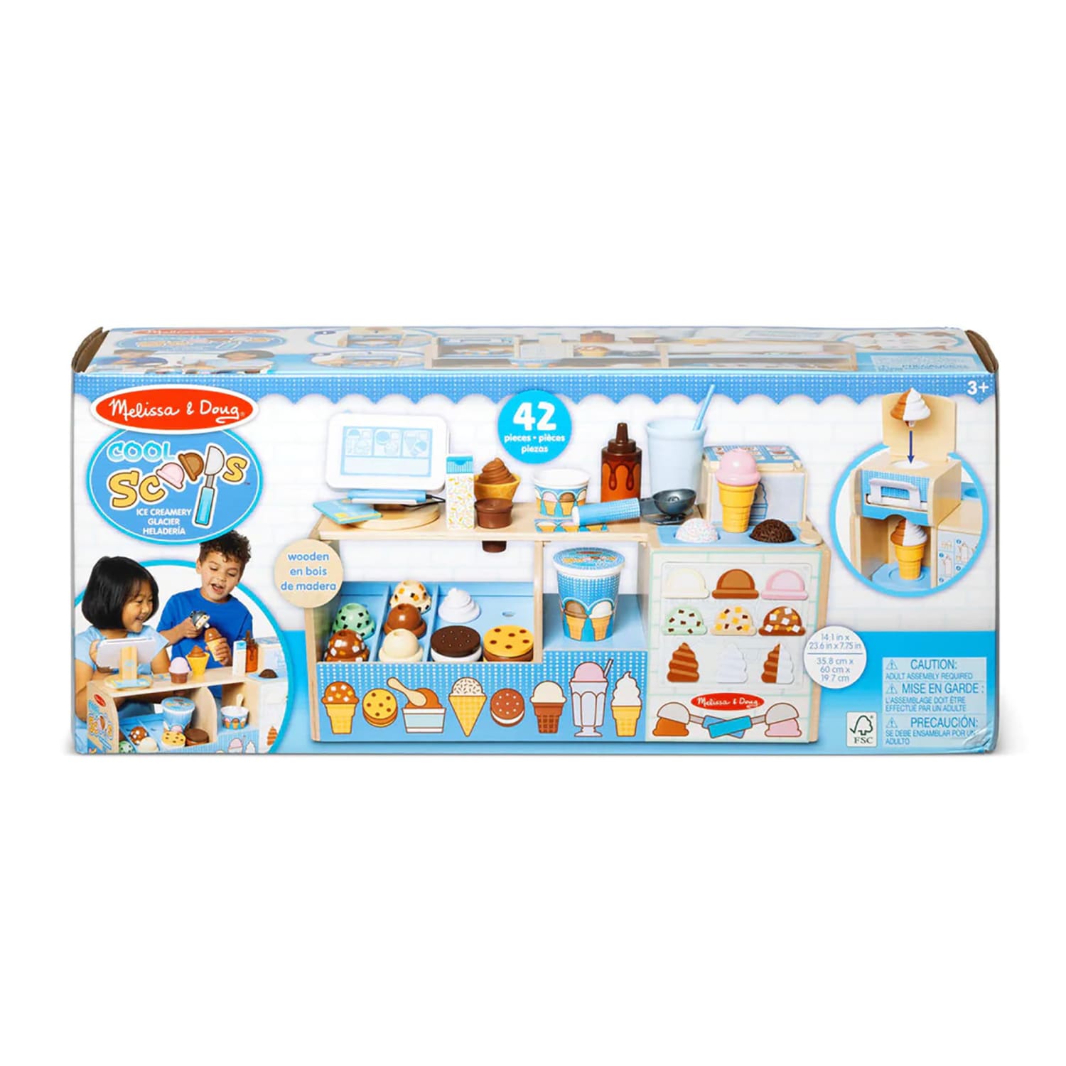 Melissa & Doug Cool Scoops Ice Creamery Toy, 24-7/16in x 10-3/16in - Image 3