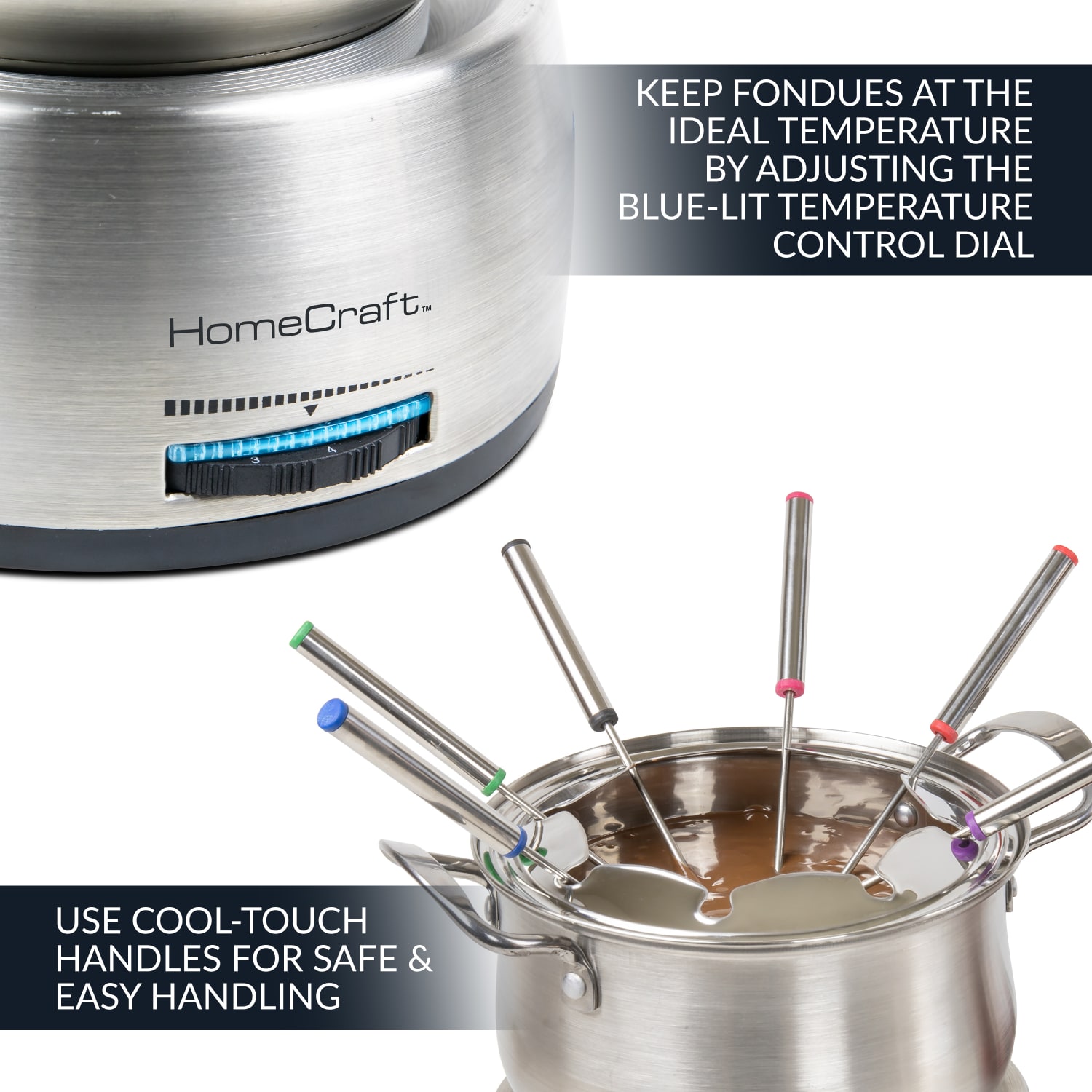 Nostalgia Electrics HomeCraft 8-Cup Electric Fondue Set, Stainless Steel - Image 6