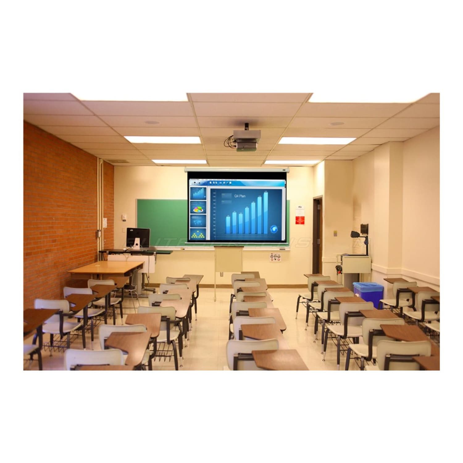 Elite Screens Manual Series M71XWS1 - Projection screen - ceiling mountable, wall mountable - 71in (70.9 in) - 1:1 - MaxWhite - white - Image 3