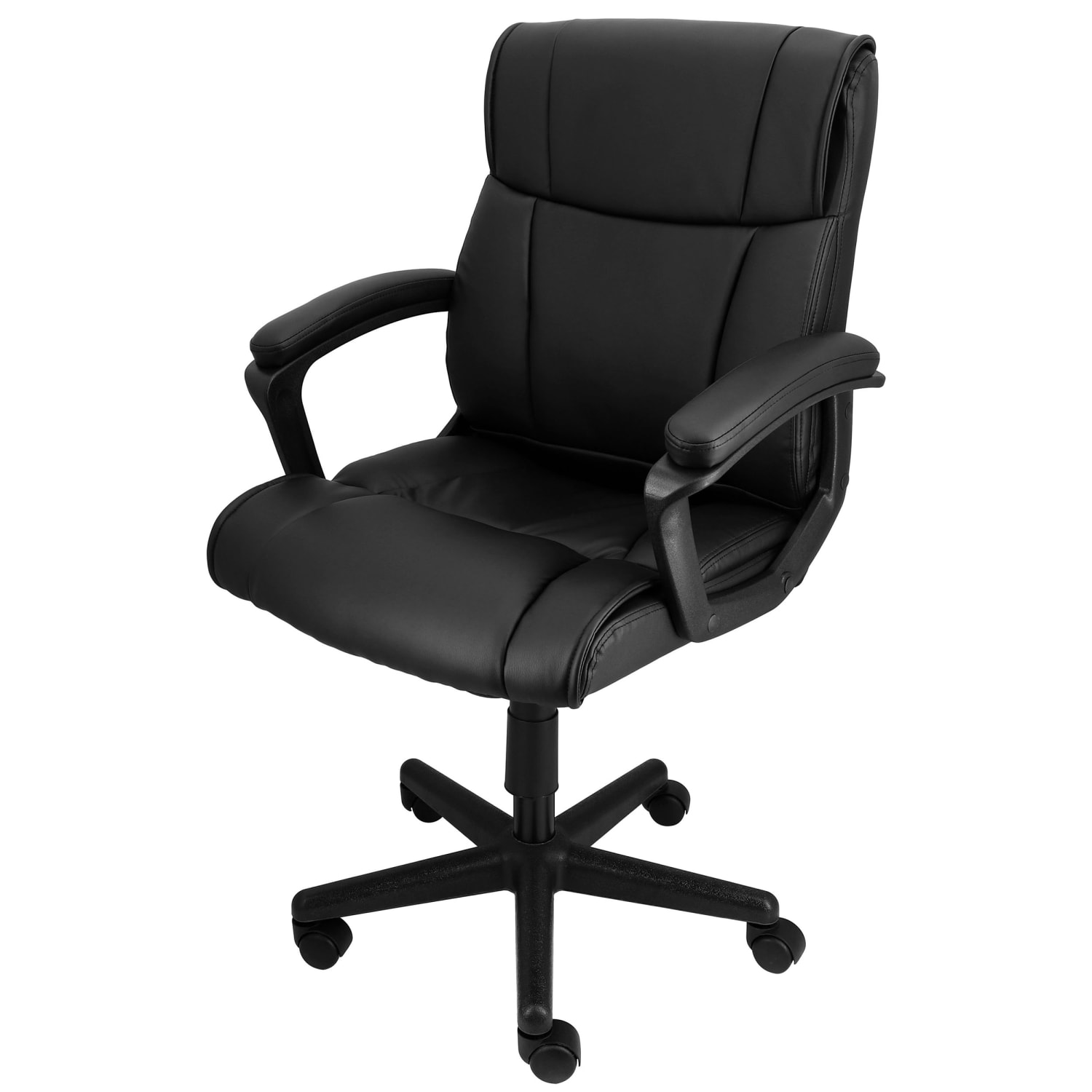 Elama Faux Leather Mid-Back Adjustable Office Chair, Black