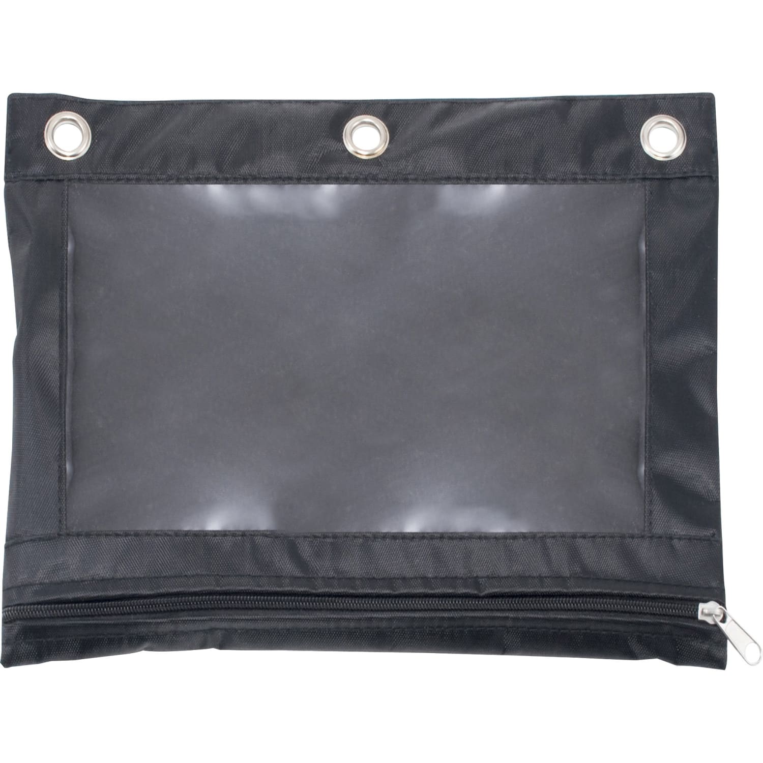 Advantus Binder Pencil Pouch - 10in Height x 7.4in Width - 3 x Holes - Ring Binder - Rectangular - Black, Clear - Vinyl - 1 Each