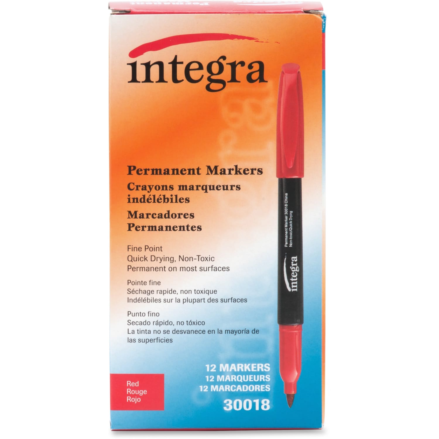 Integra Permanent Fine Point Markers - Fine Marker Point - Red - 12 / Dozen - Image 3
