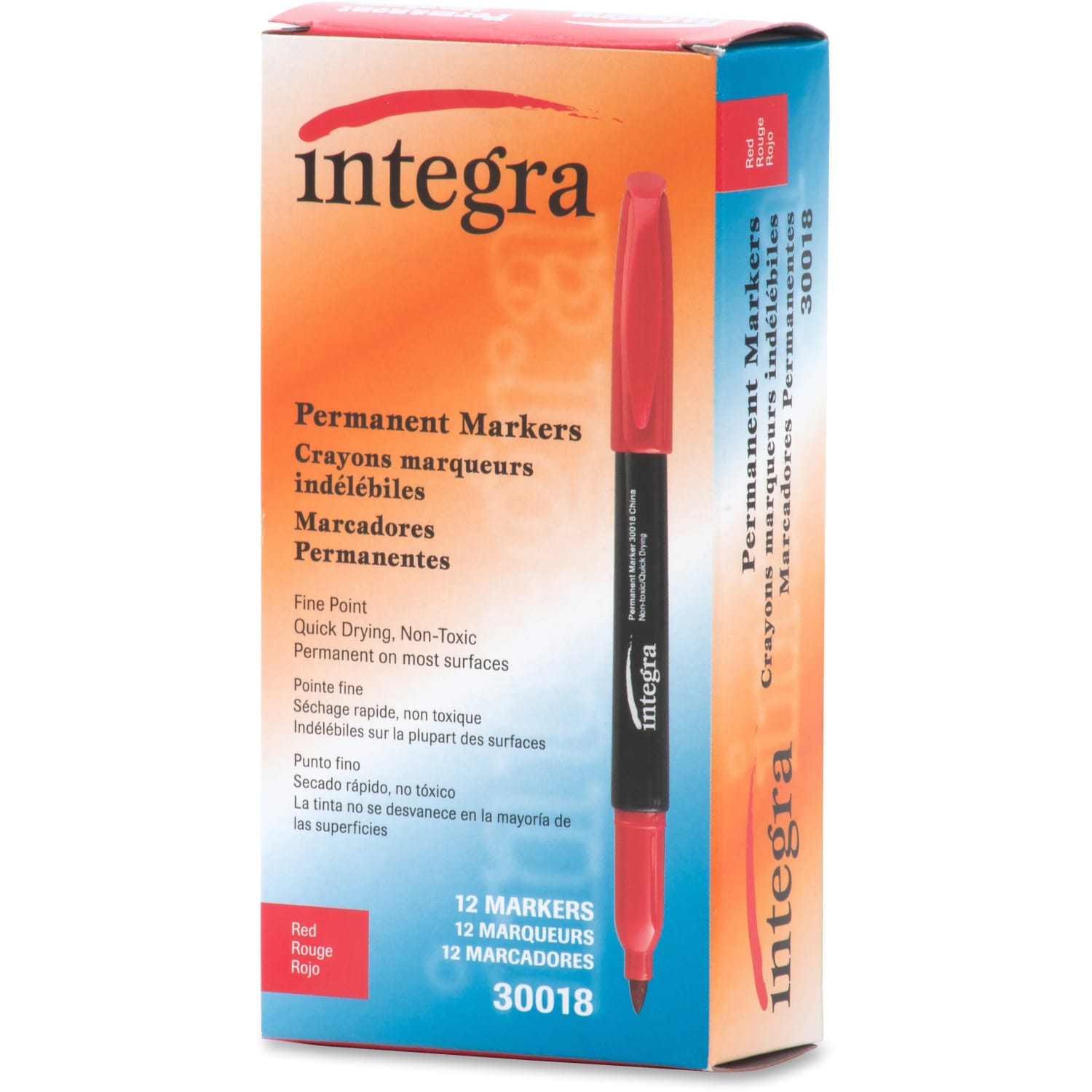 Integra Permanent Fine Point Markers - Fine Marker Point - Red - 12 / Dozen - Image 5