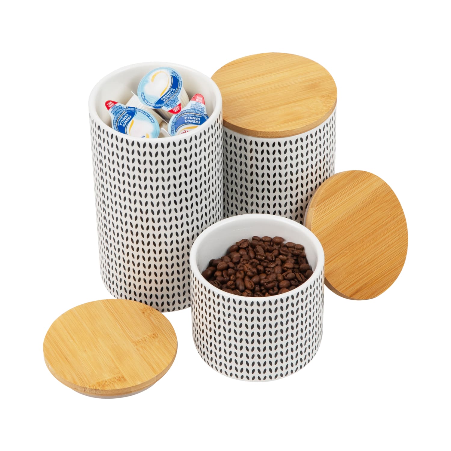 Mind Reader 3-Piece Canister Set Small Medium and Large, 4inH x 4inW, Blue - Image 5