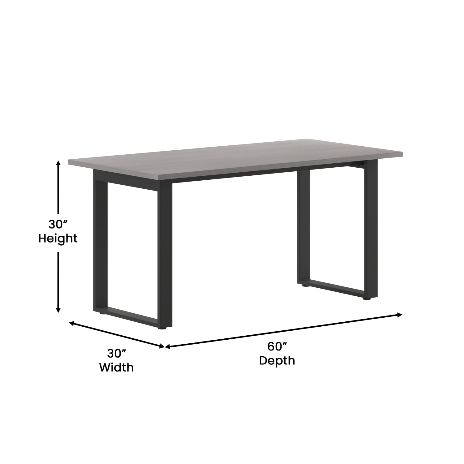Flash Furniture Redmond Commercial 60x30 Conference Table, PVC Edging and Heavy Duty U-Frame Steel Base, Gray Oak - MTM6030LTGRYUBF - Image 6