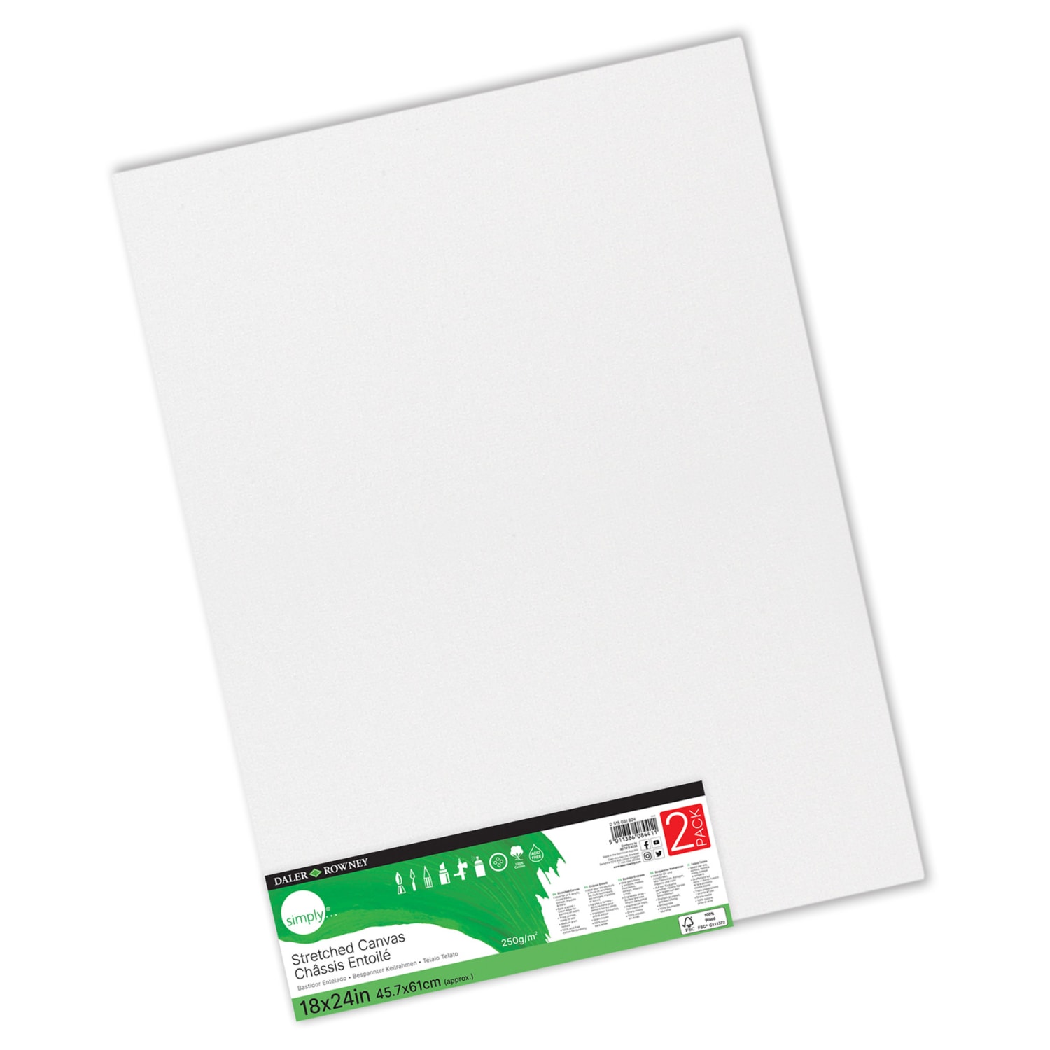 Daler-Rowney Simply Stretched Canvases, 24inH x 18inW x 3/8inD, White, Pack Of 2 Canvases - Image 3