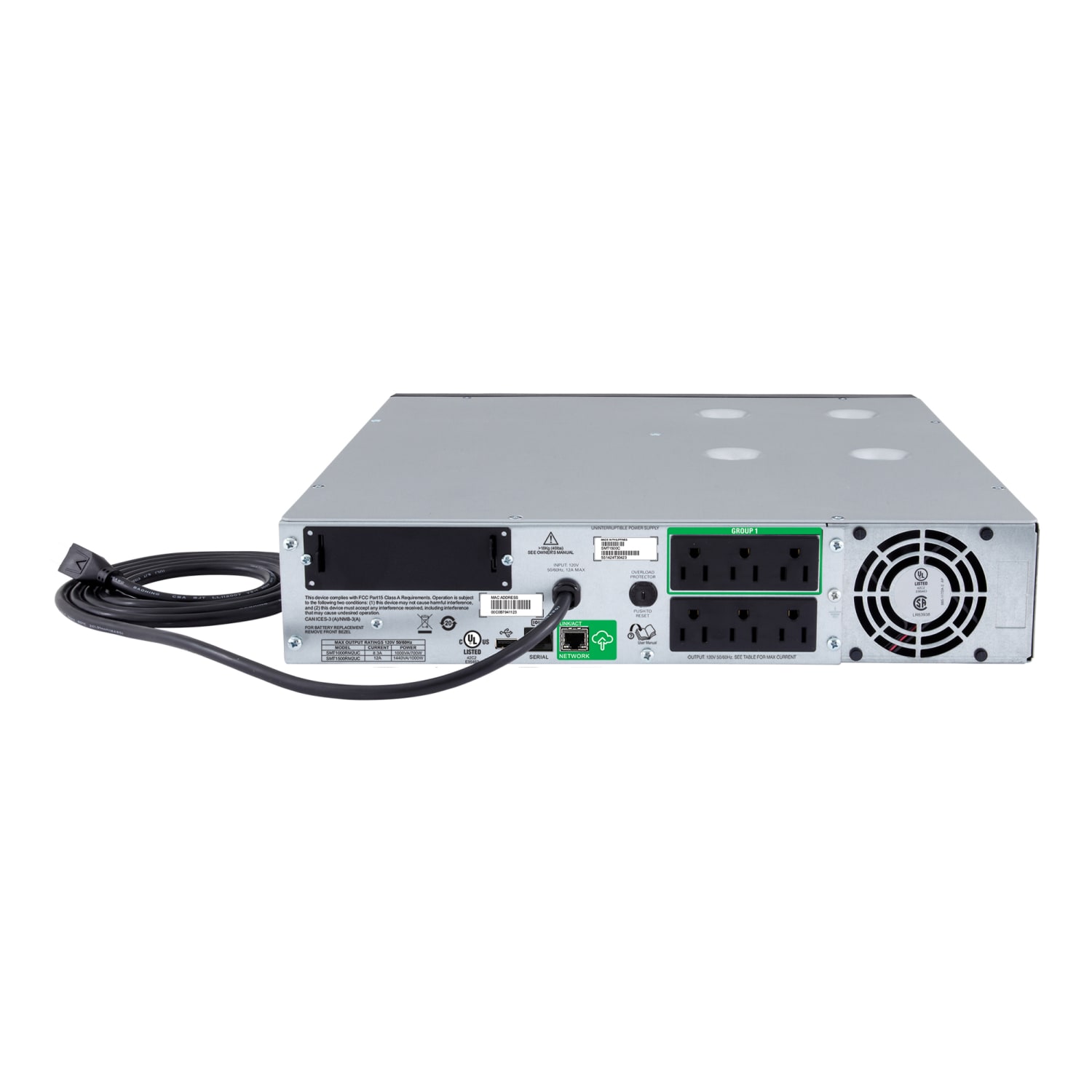 APC Smart-UPS 6-Outlet Rack-Mount Uninterruptible Power Supply, 1,440VA/1,000 Watts, SMT1500RM2UC - Image 3