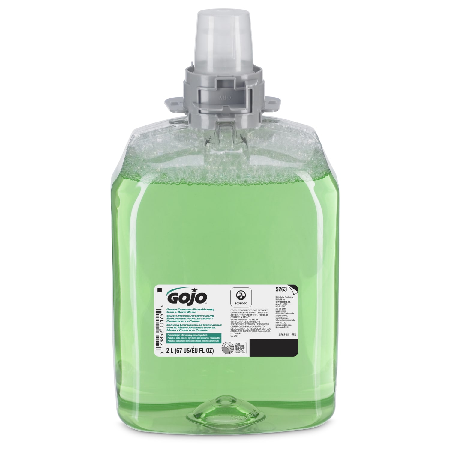 GOJO Melon Foam Hair & Body Wash Soap, Cucumber Melon Scent, 67.6 Oz, Carton Of 2 Bottles - Image 3