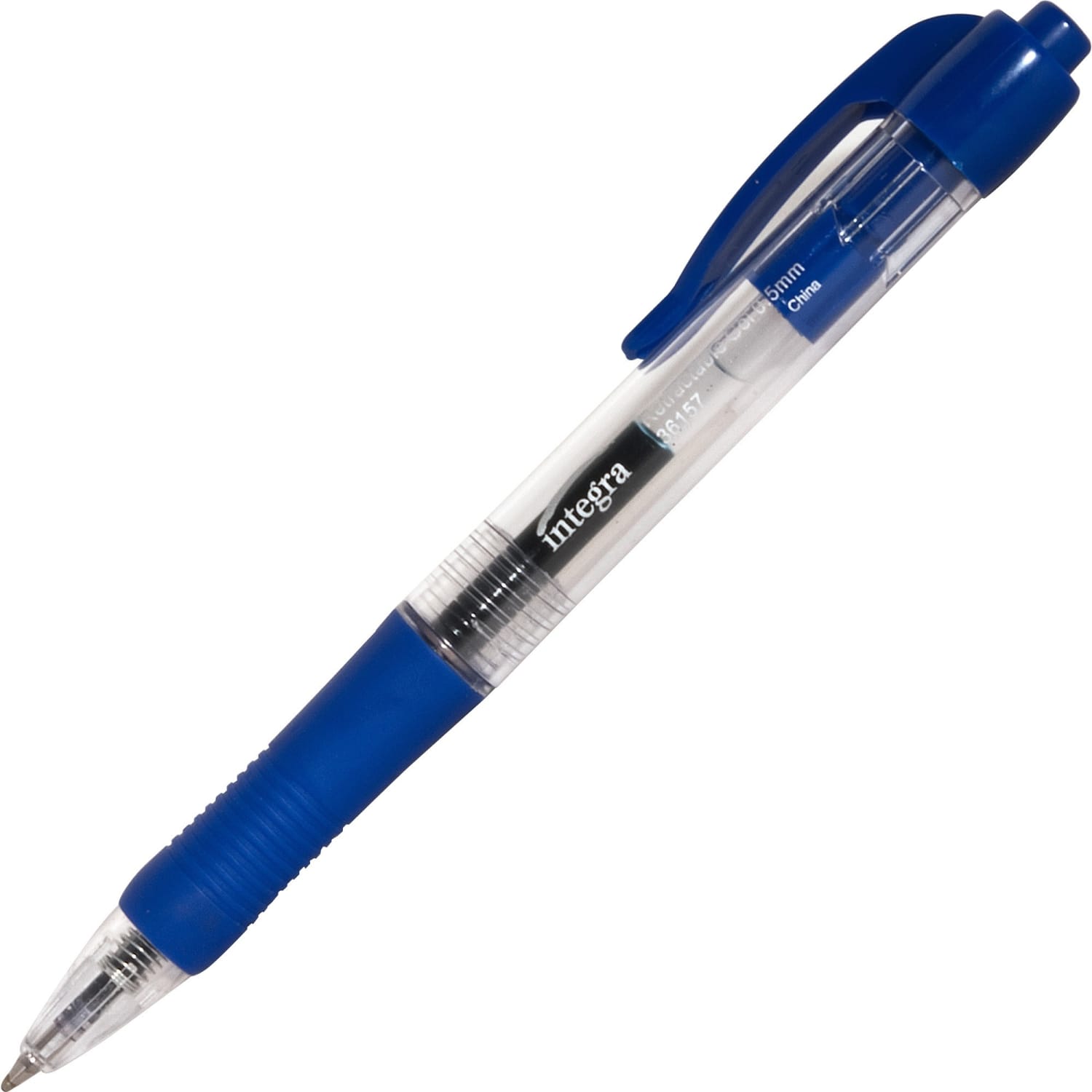 Integra Retractable Gel Pens, Fine Point, 0.5 mm, Blue Barrel, Blue Ink, Pack Of 12 Pens - Image 3