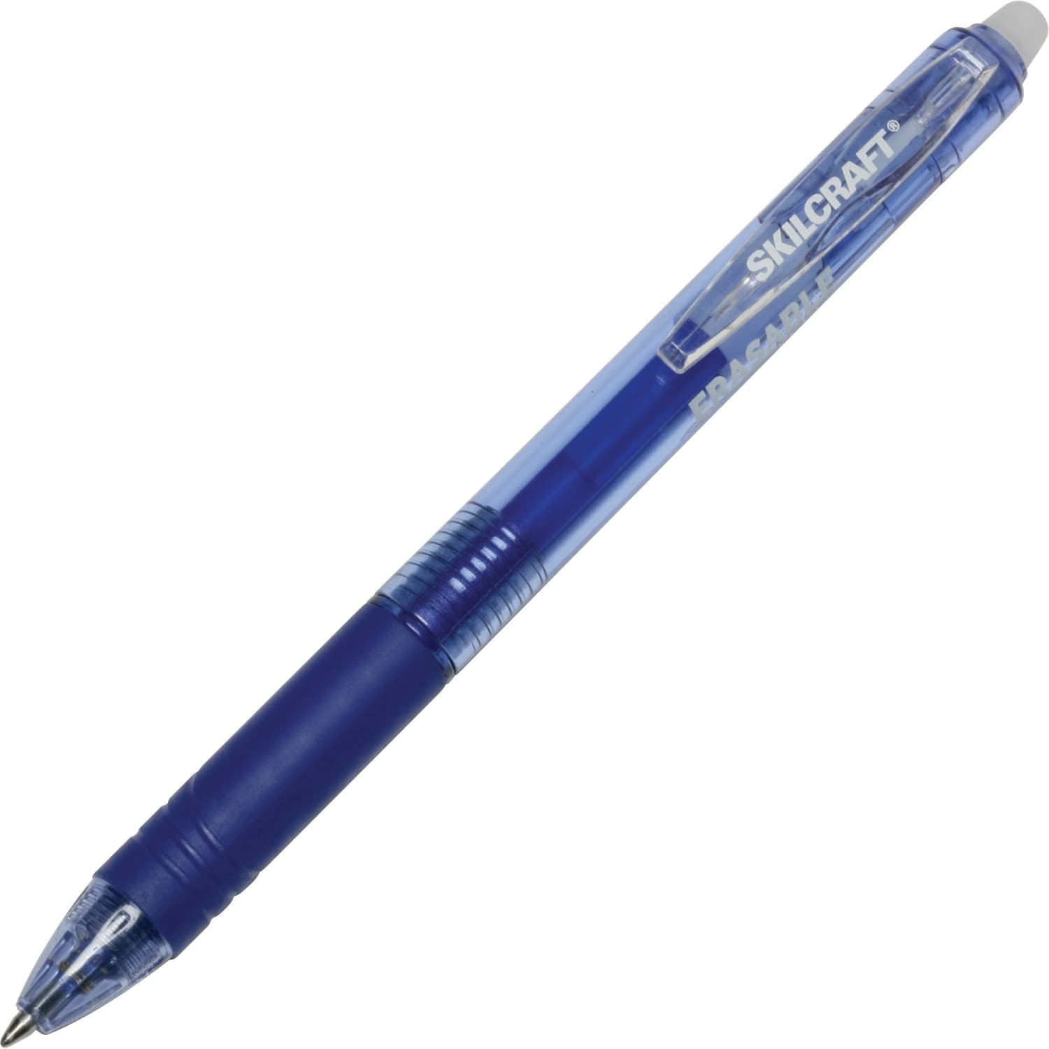 SKILCRAFT Eco-Bottle Retractable Gel Pens, 0.7 mm, Transparent Blue Barrel, Blue Ink, Pack Of 12 - Image 3