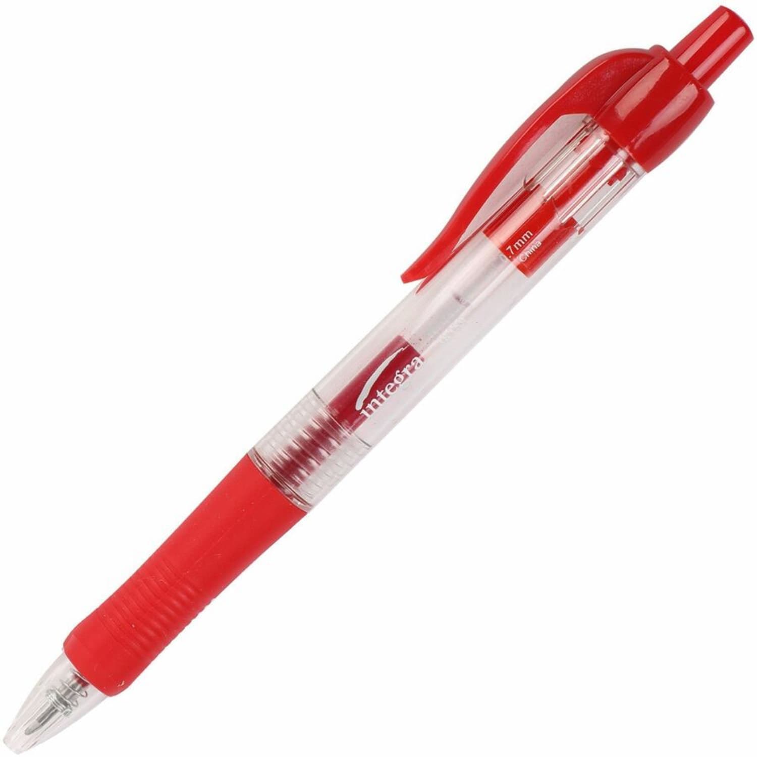 Integra Retractable Gel Pens, Medium Point, 0.7 mm, Red Barrel, Red Ink, Pack Of 12 Pens - Image 6