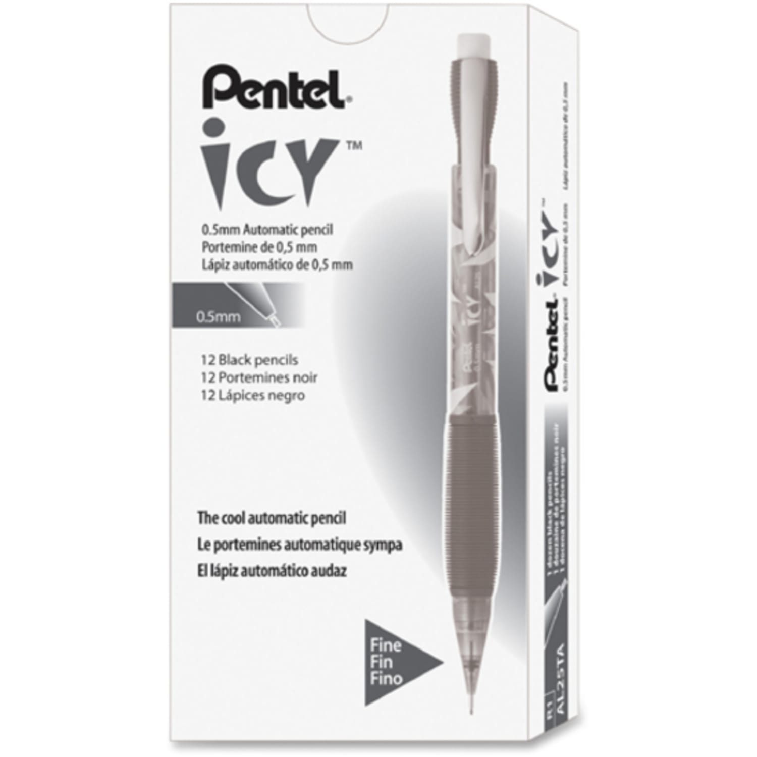 Pentel Icy Mechanical Pencils, #2 Lead, Fine Point, 0.5 mm, Black Barrel, Pack Of 12 - Image 3
