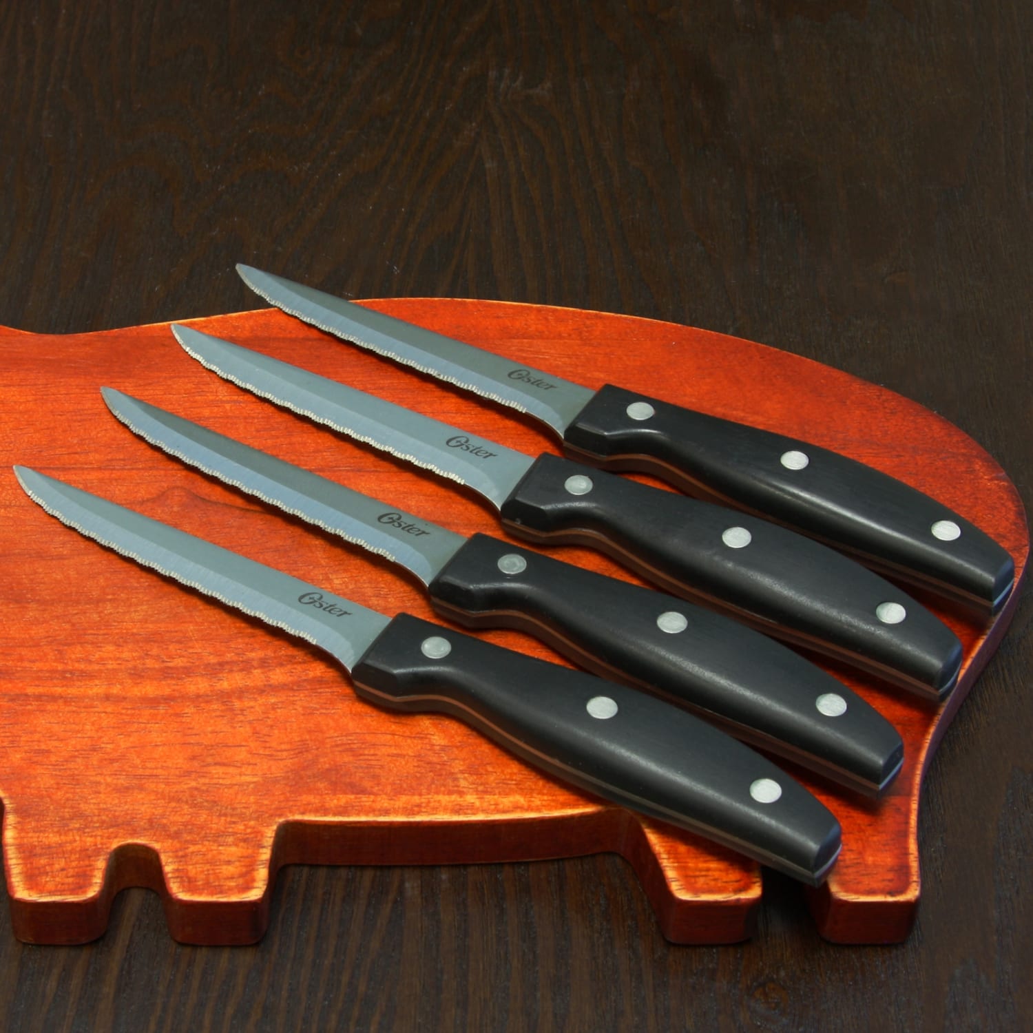 Oster Granger 4-Piece Stainless-Steel Steak Knife Set, 4-1/2in, Black - Image 3