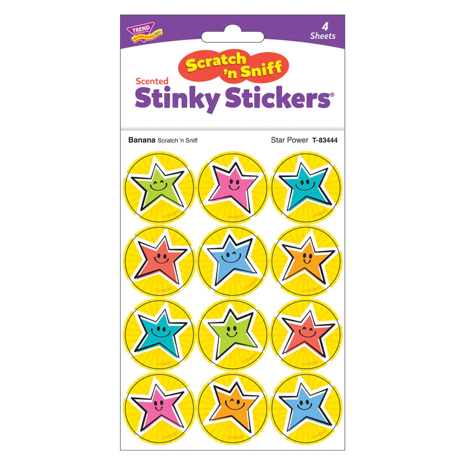 TREND Stinky Stickers, Star Power, Banana scent, 48 Per Pack, Set Of 6 Packs - Image 4