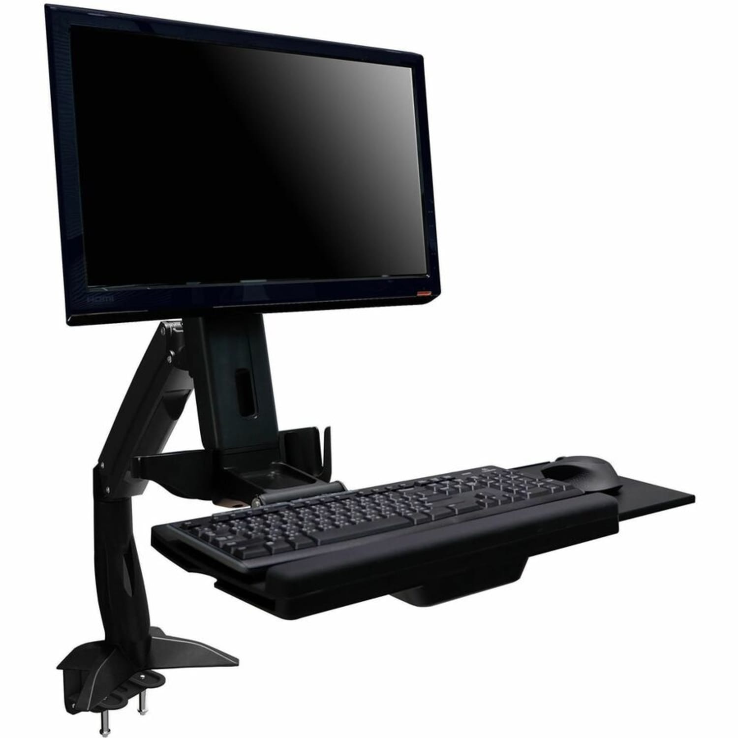 Amer AMR1ACWS Desk Mount for Keyboard, Flat Panel Display, Workstation, Display, Mouse, Scanner - TAA Compliant - 1 Display(s) Supported - 24in Screen Support - 23.15 lb Load Capacity - 75 x 75, 100 x 100 - Image 3