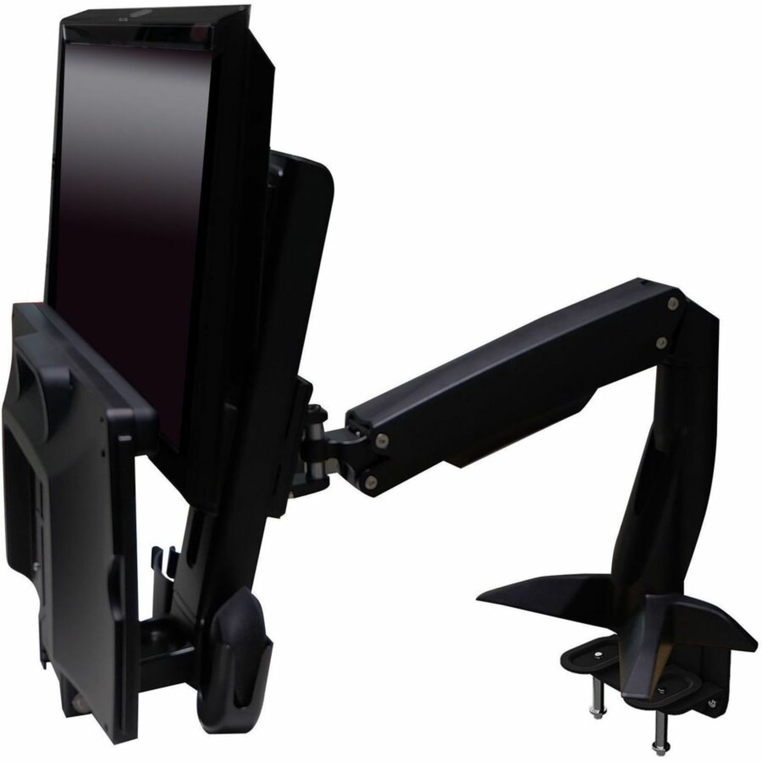 Amer AMR1ACWS Desk Mount for Keyboard, Flat Panel Display, Workstation, Display, Mouse, Scanner - TAA Compliant - 1 Display(s) Supported - 24in Screen Support - 23.15 lb Load Capacity - 75 x 75, 100 x 100 - Image 4