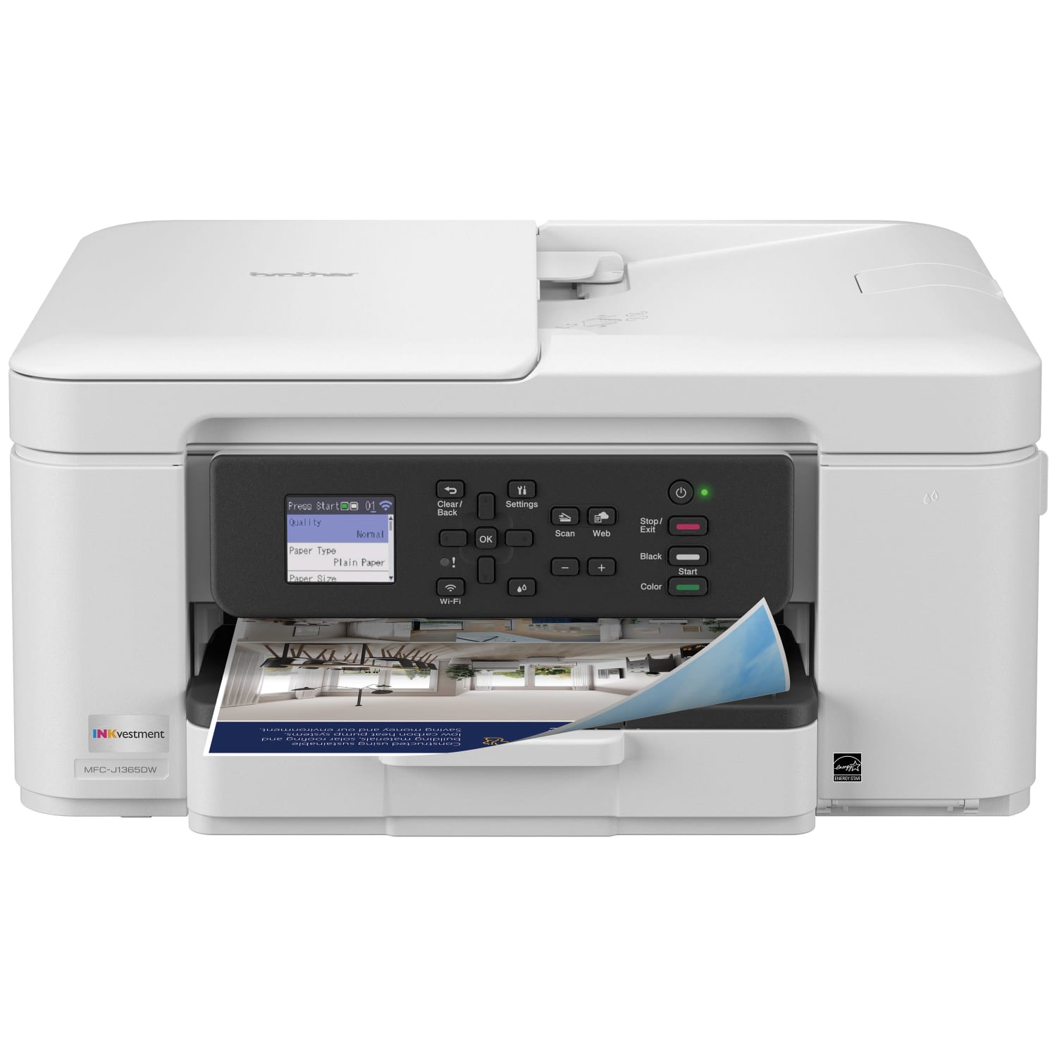 Brother INKvestment 1365 Wireless Color Inkjet Printer, All-In-One Print/Scan/Copym Best for home/home office