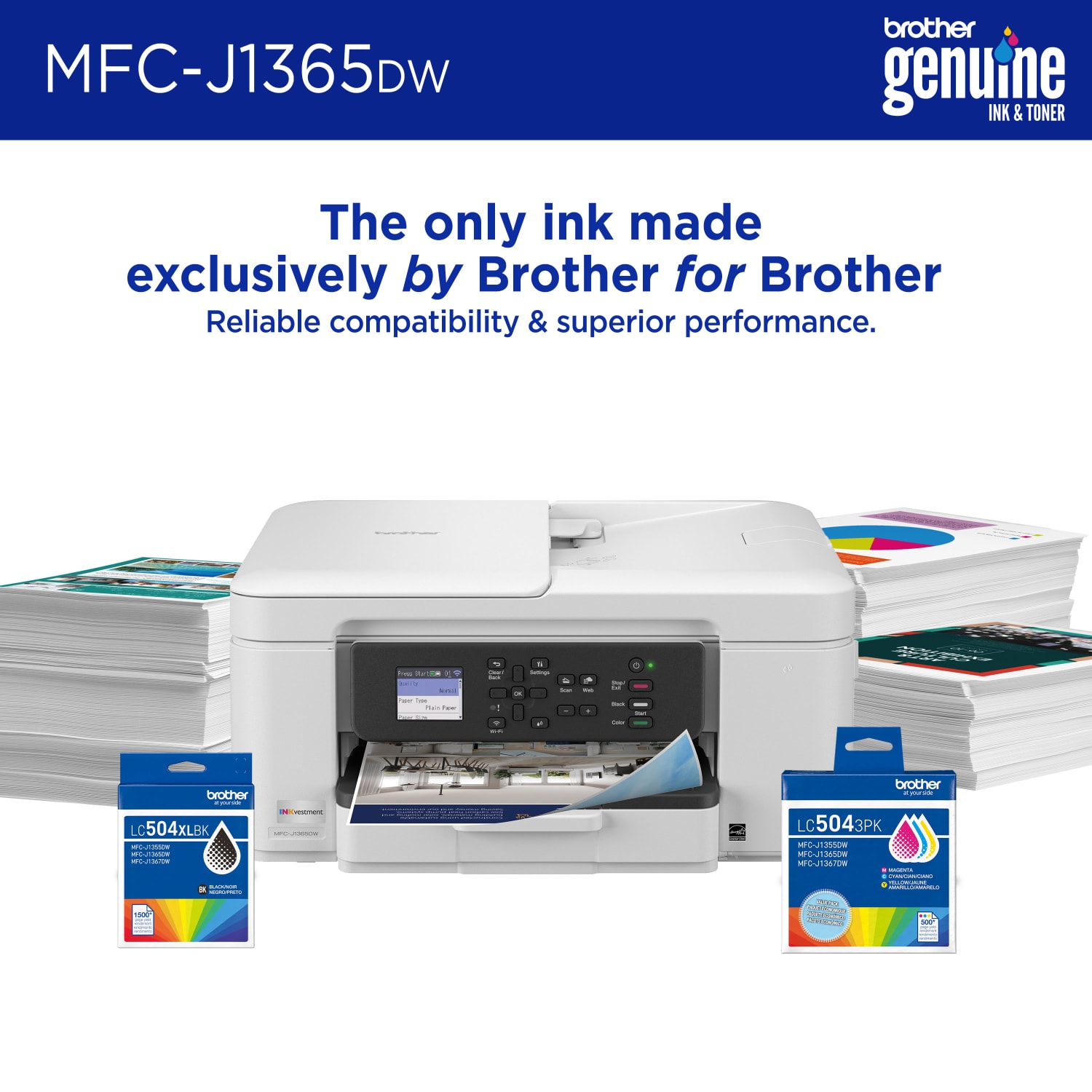 Brother INKvestment 1365 Wireless Color Inkjet Printer, All-In-One Print/Scan/Copym Best for home/home office - Image 5