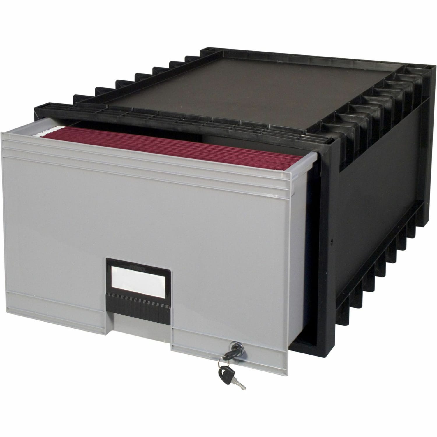Storex Archive Storage Box - External Dimensions: 18.3in Length x 11.5in Width x 24.4in Height - Heavy Duty - Stackable - Black, Gray - For Storage - Recycled - 1 Each - Image 4