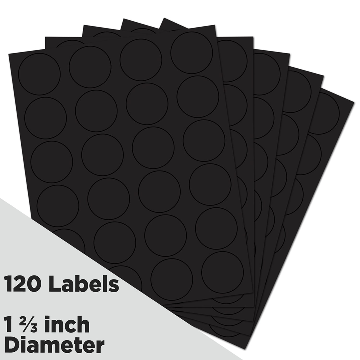JAM Paper Circle Labels, 1 2/3in, Black, Pack of 120 Labels - Image 3