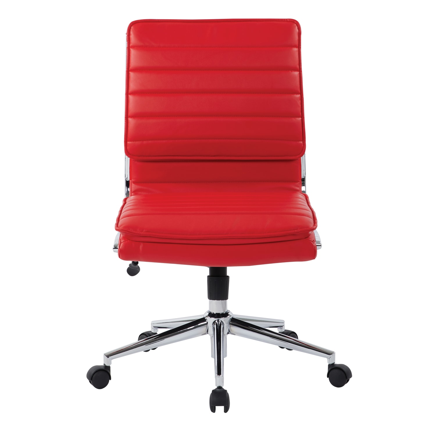 Office Star Pro Line II SPX Armless Bonded Leather Mid Back Chair RedChrome PopularChairscom