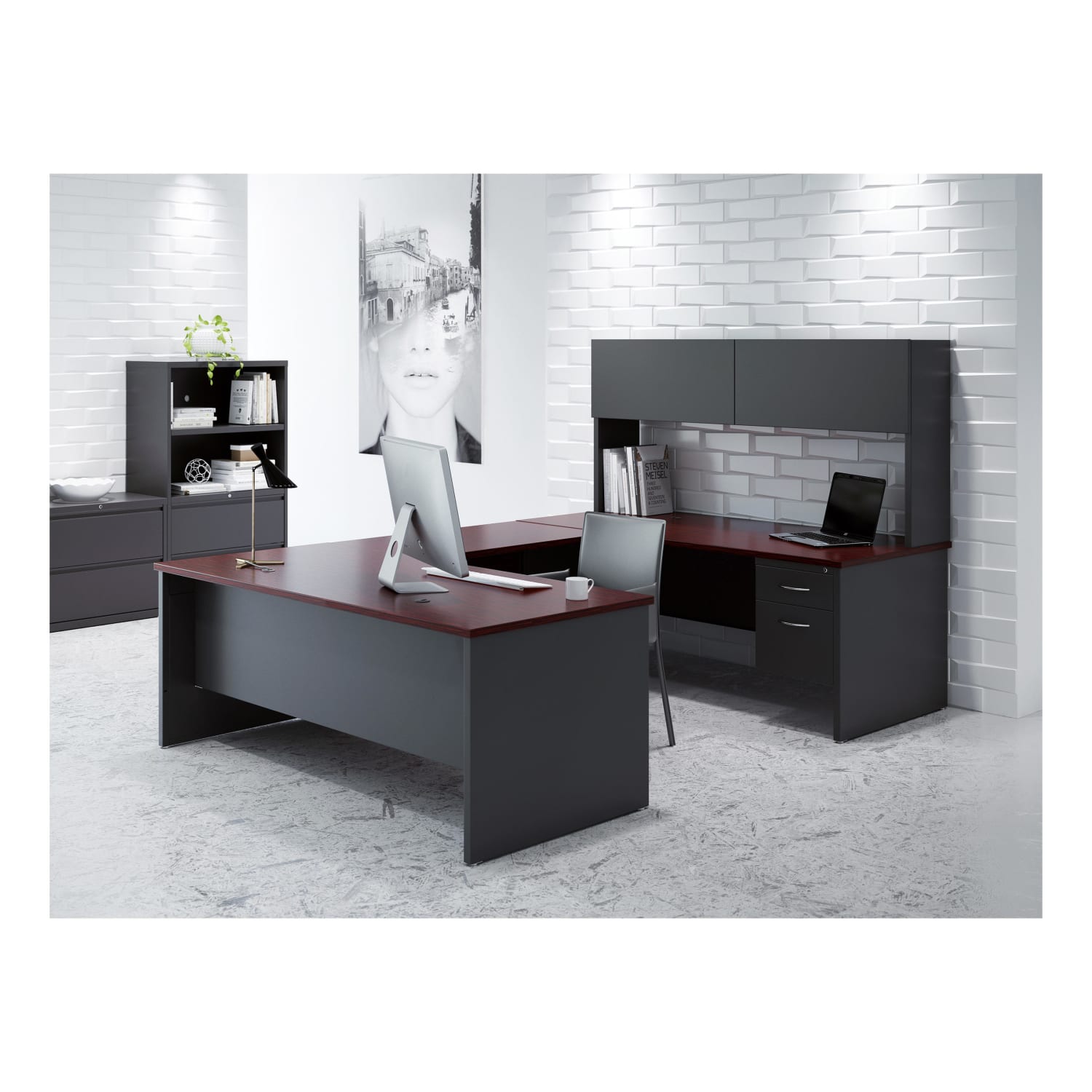 WorkPro Modular 72inW Stack On Hutch, Charcoal - Image 3