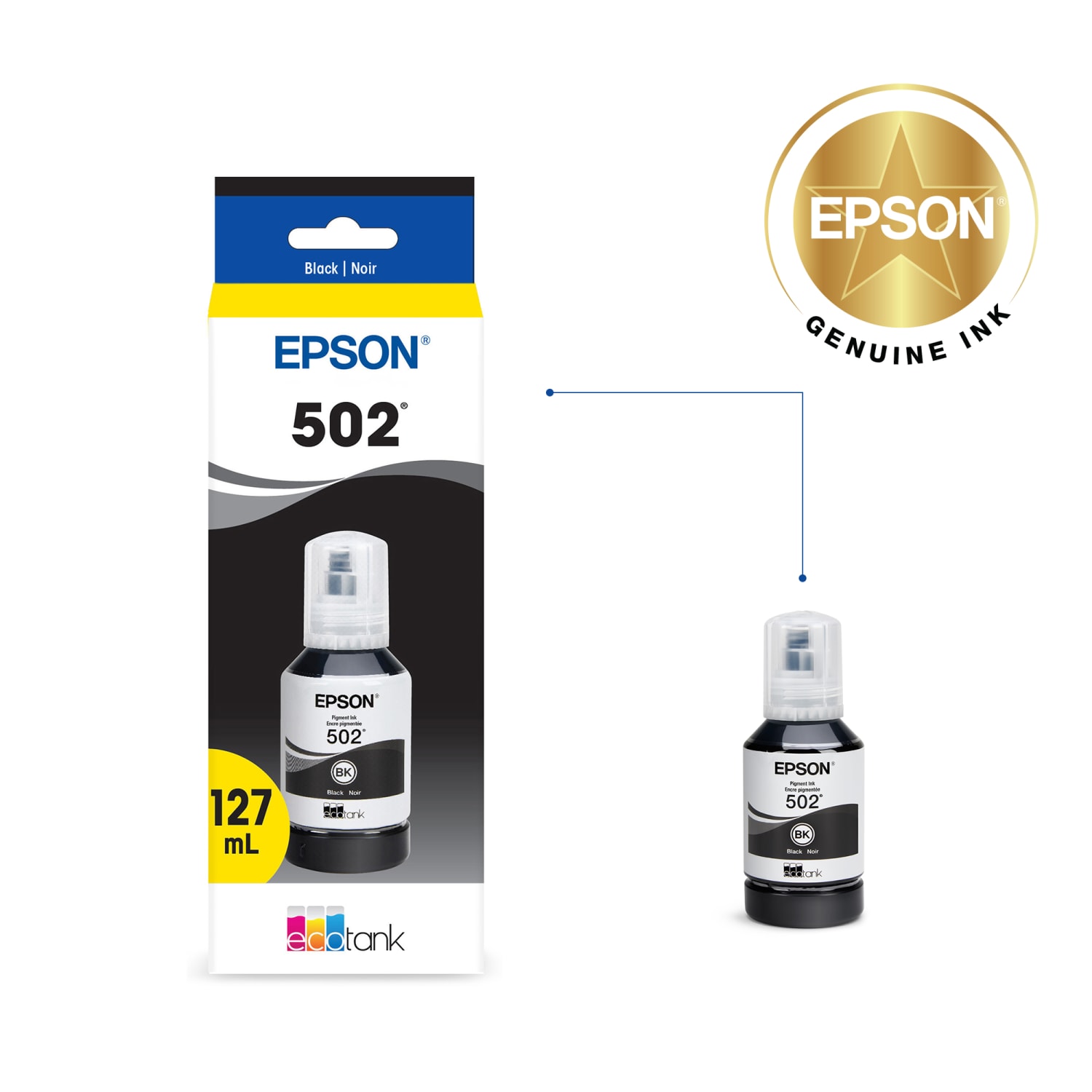 Epson 502 EcoTank Pigment Black Ink Bottle, T502120-S - Image 3