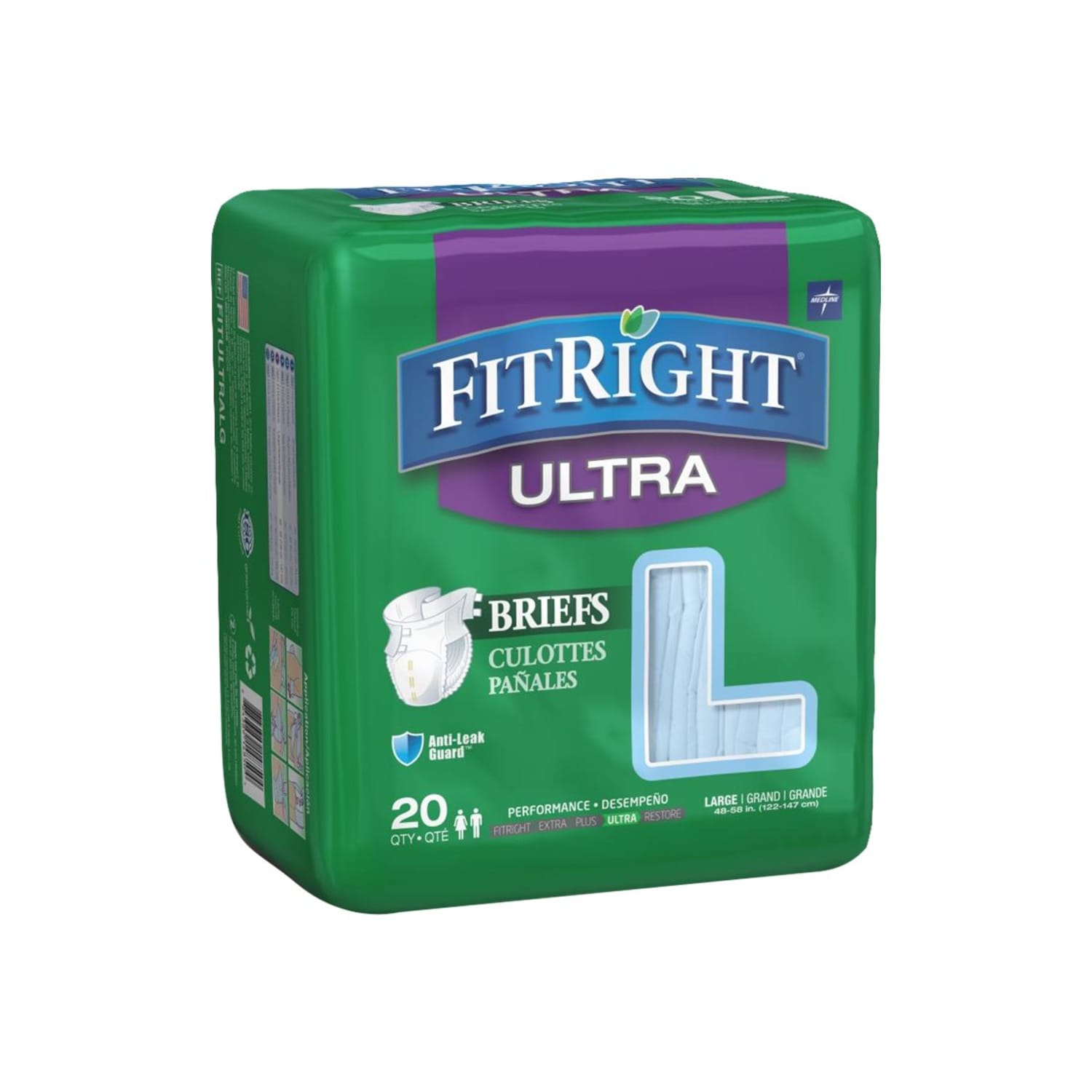 FitRight Ultra Briefs, Large, 48 - 58in, Blue, 20 Briefs Per Bag, Case Of 4 Bags - Image 4