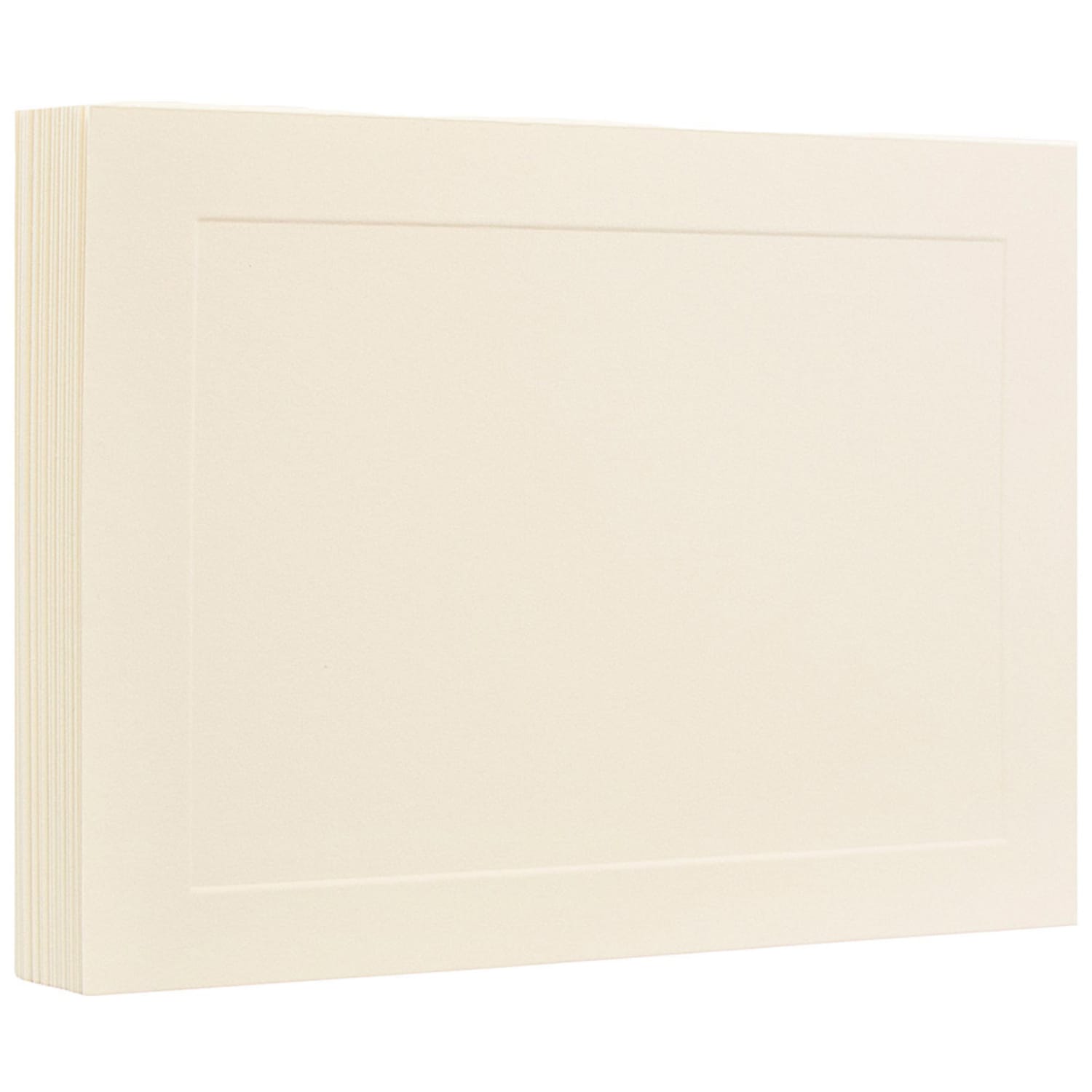 JAM Paper Blank Note Cards, Panel Border, 4 1/4in x 5 1/2in, Ivory, Pack Of 100 - Image 3