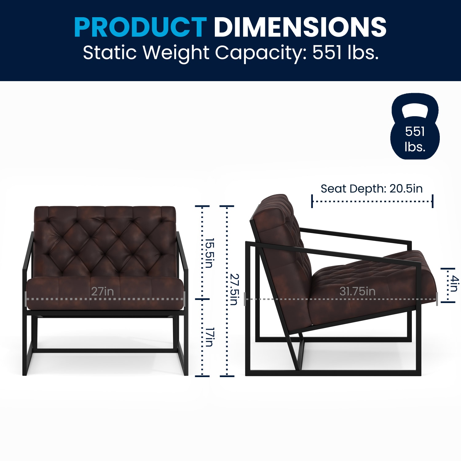 Flash Furniture Hercules Madison LeatherSoft Faux Leather Tufted Lounge Chair, Bomber Jacket Brown/Black - Image 10