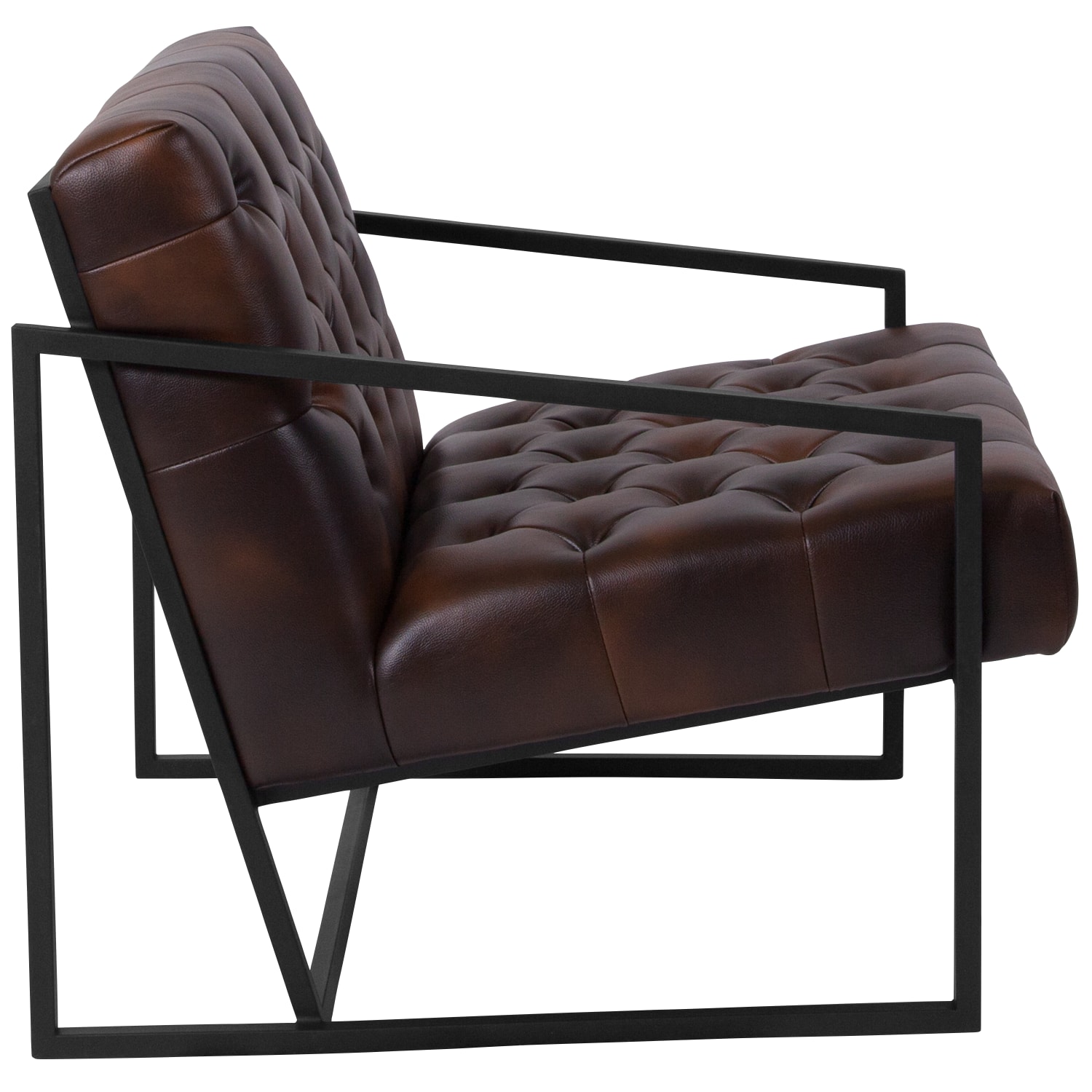 Flash Furniture Hercules Madison LeatherSoft Faux Leather Tufted Lounge Chair, Bomber Jacket Brown/Black - Image 13