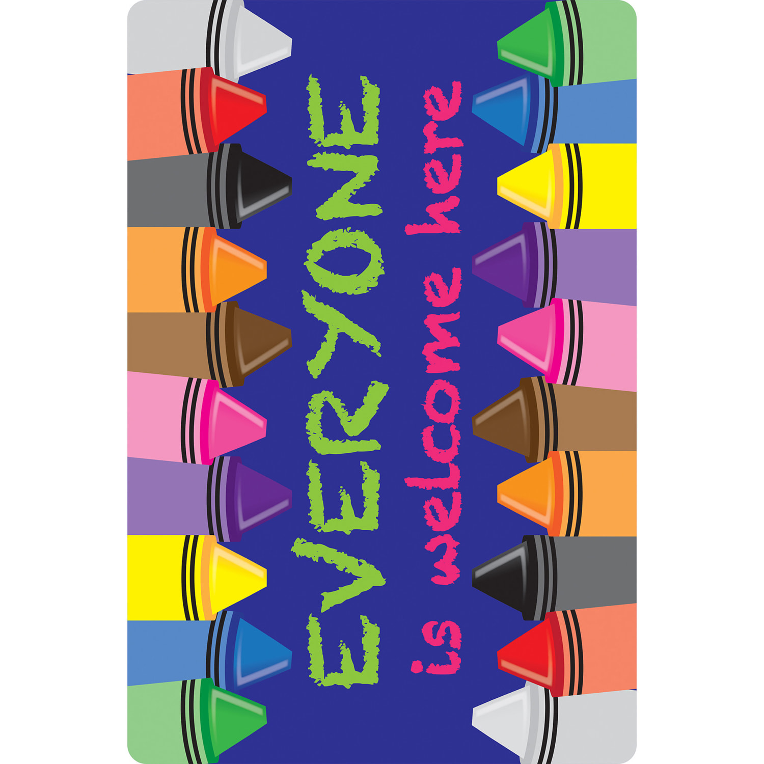 Ashley Smart Poly Welcome Mat With Slip Resistant Backing, 15.5in x 23.5in, Crayons, Everyone is Welcome Here, Pack Of 2 - Image 4