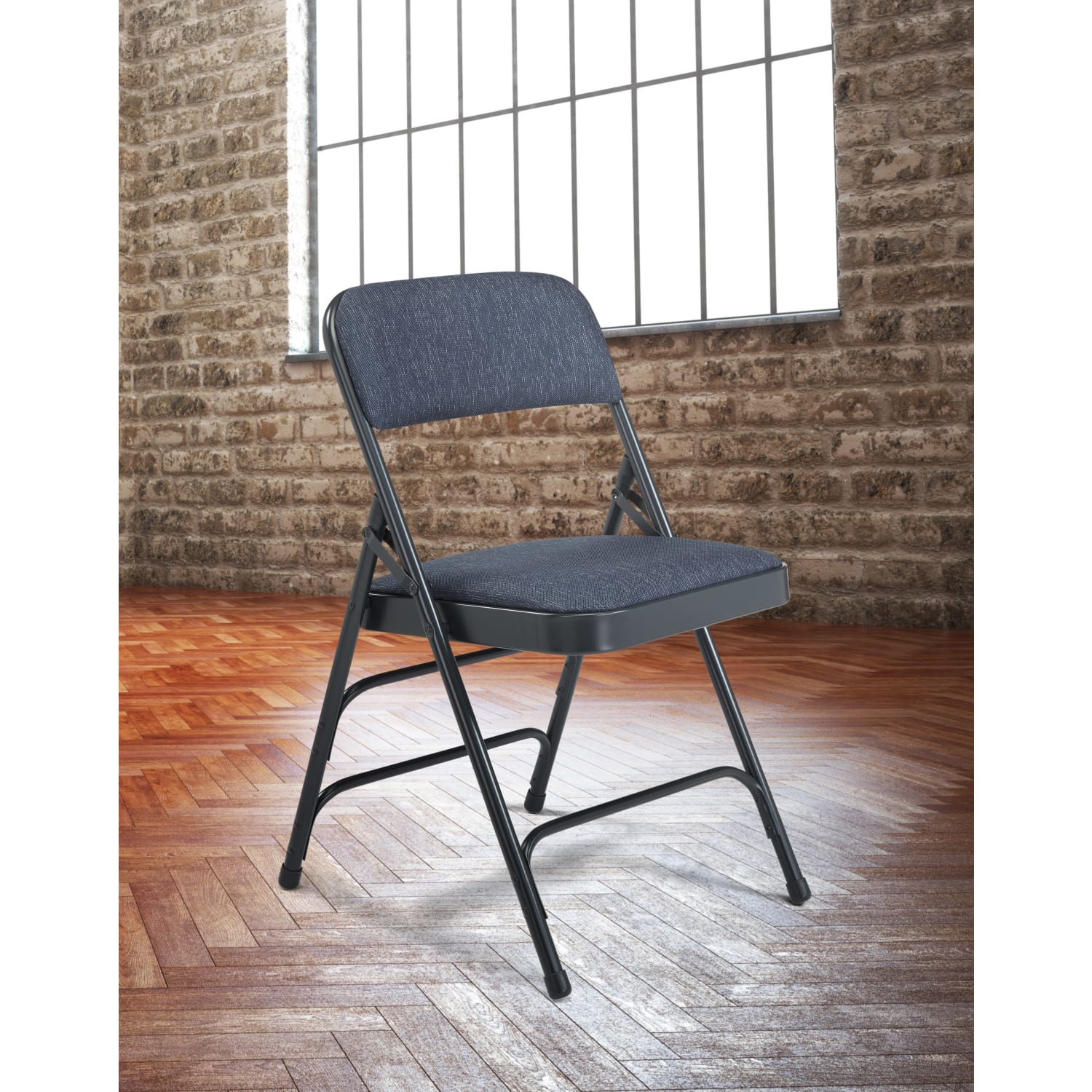 National Public Seating 2300 Series Deluxe Fabric Upholstered Triple Brace Premium Folding Chairs Imperial Blue Pack Of 4 Chairs PopularChairscom