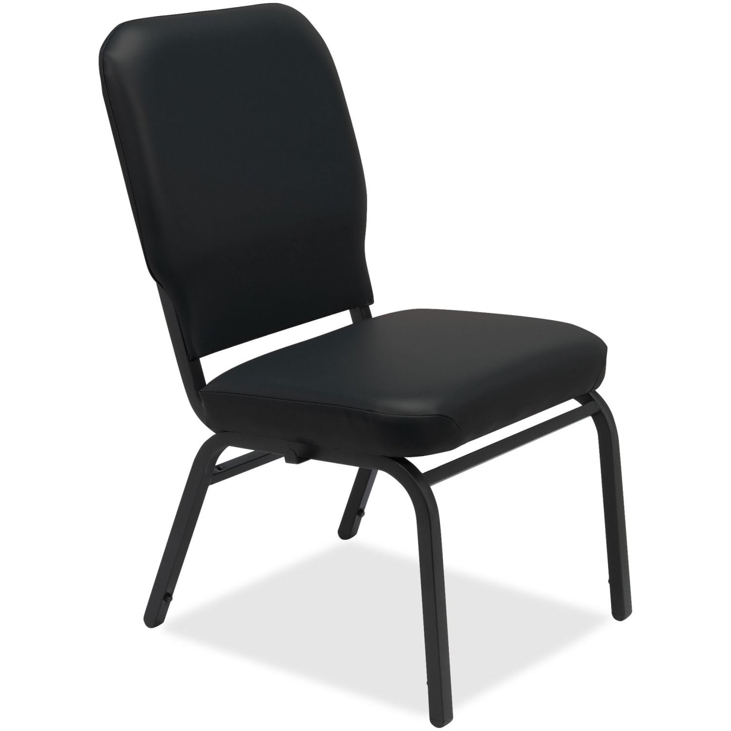 Lorell Big And Tall Vinyl Stack Chair Black PopularChairscom