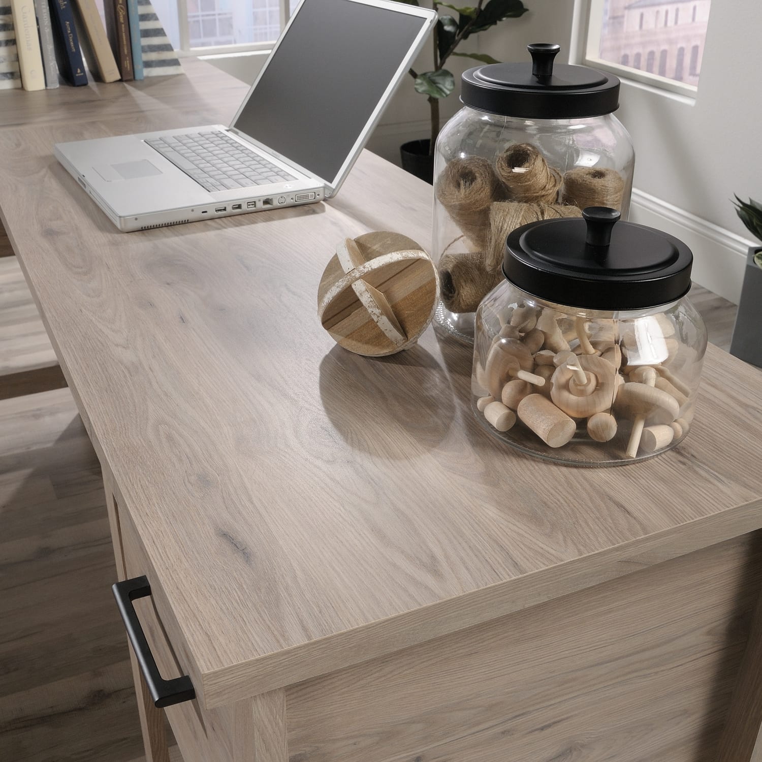 Sauder Summit Station 59inW L-Shaped Corner Desk, Laurel Oak - Image 4