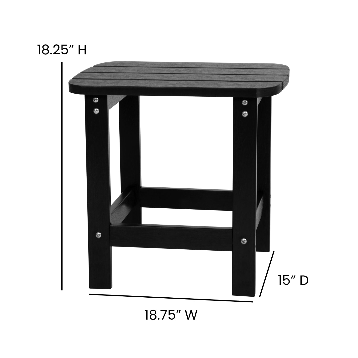 Flash Furniture Charlestown All-Weather Adirondack Side Table, 18-1/4inH x 18-3/4inW x 15inD, Black - Image 6