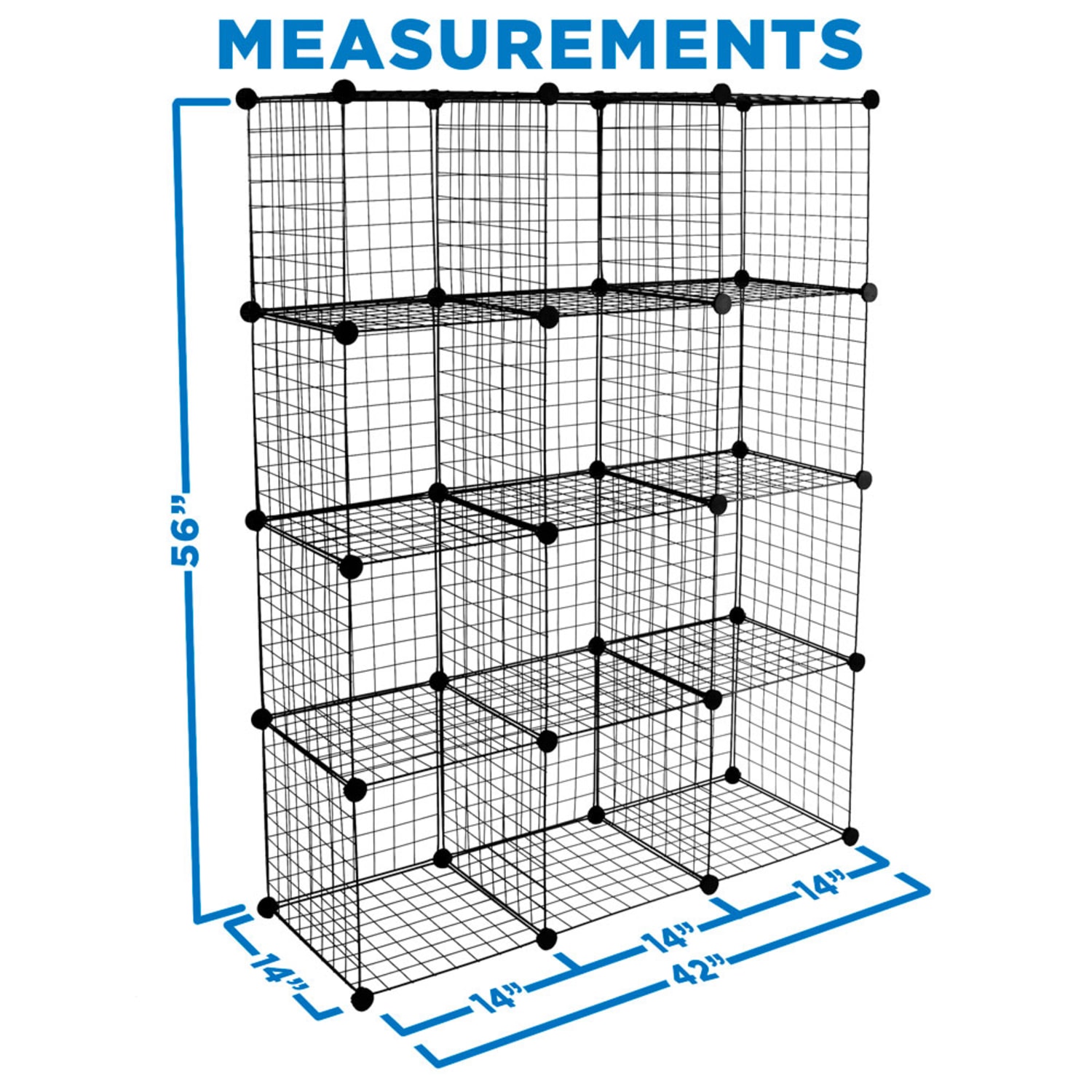Mount-It! Work-It 12-Cube Wire Modular Storage Organizer, 14inH x 14inW x 14inD, Black - Image 3