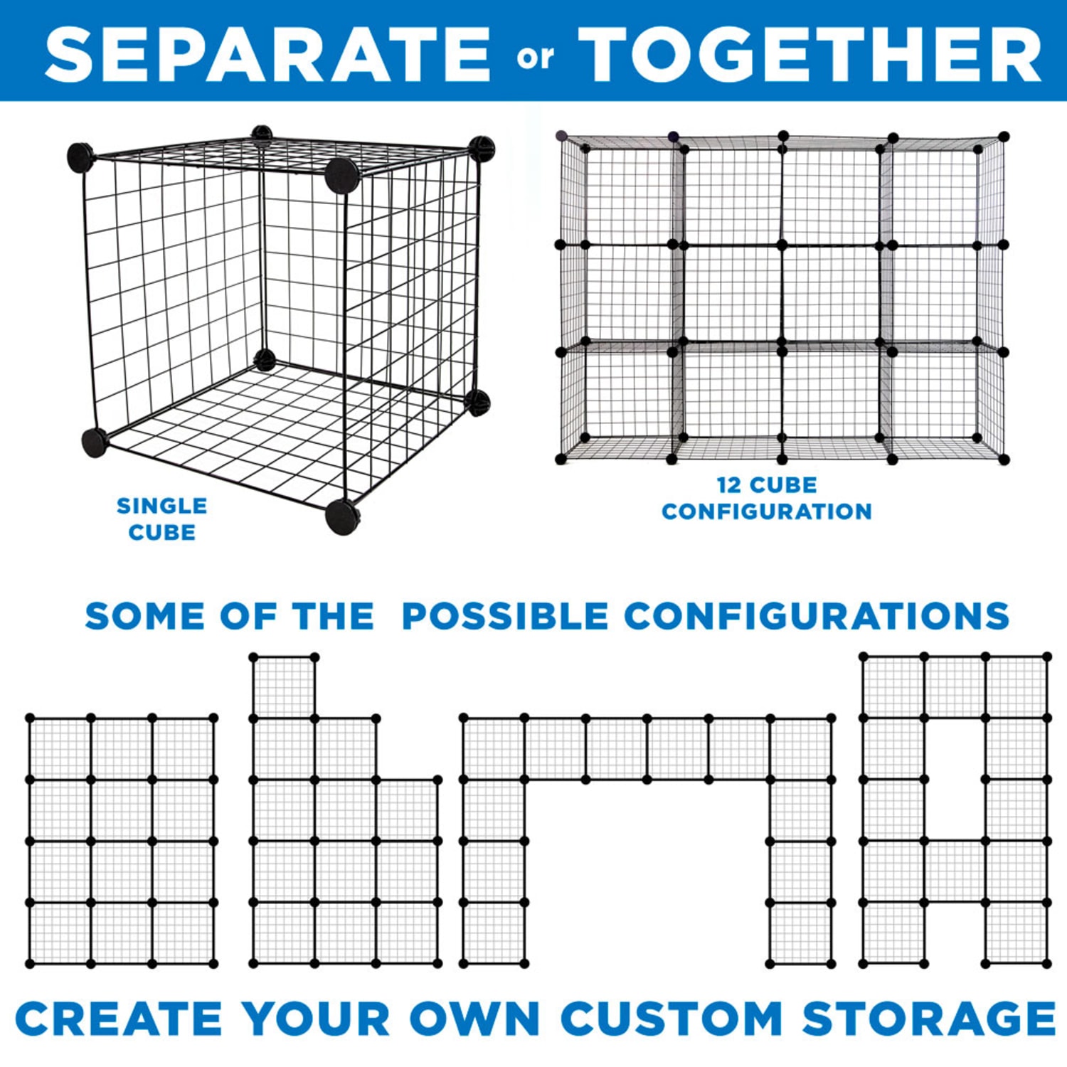 Mount-It! Work-It 12-Cube Wire Modular Storage Organizer, 14inH x 14inW x 14inD, Black - Image 4