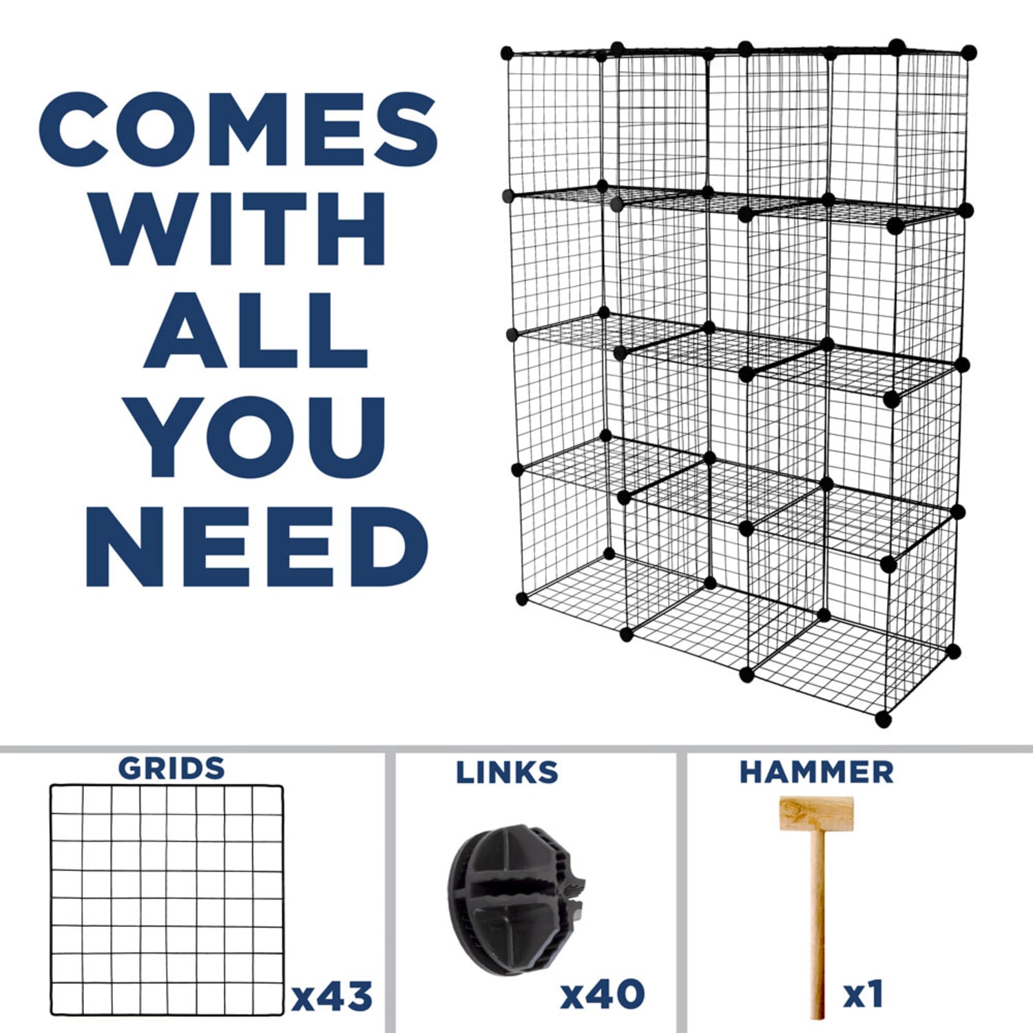 Mount-It! Work-It 12-Cube Wire Modular Storage Organizer, 14inH x 14inW x 14inD, Black - Image 5