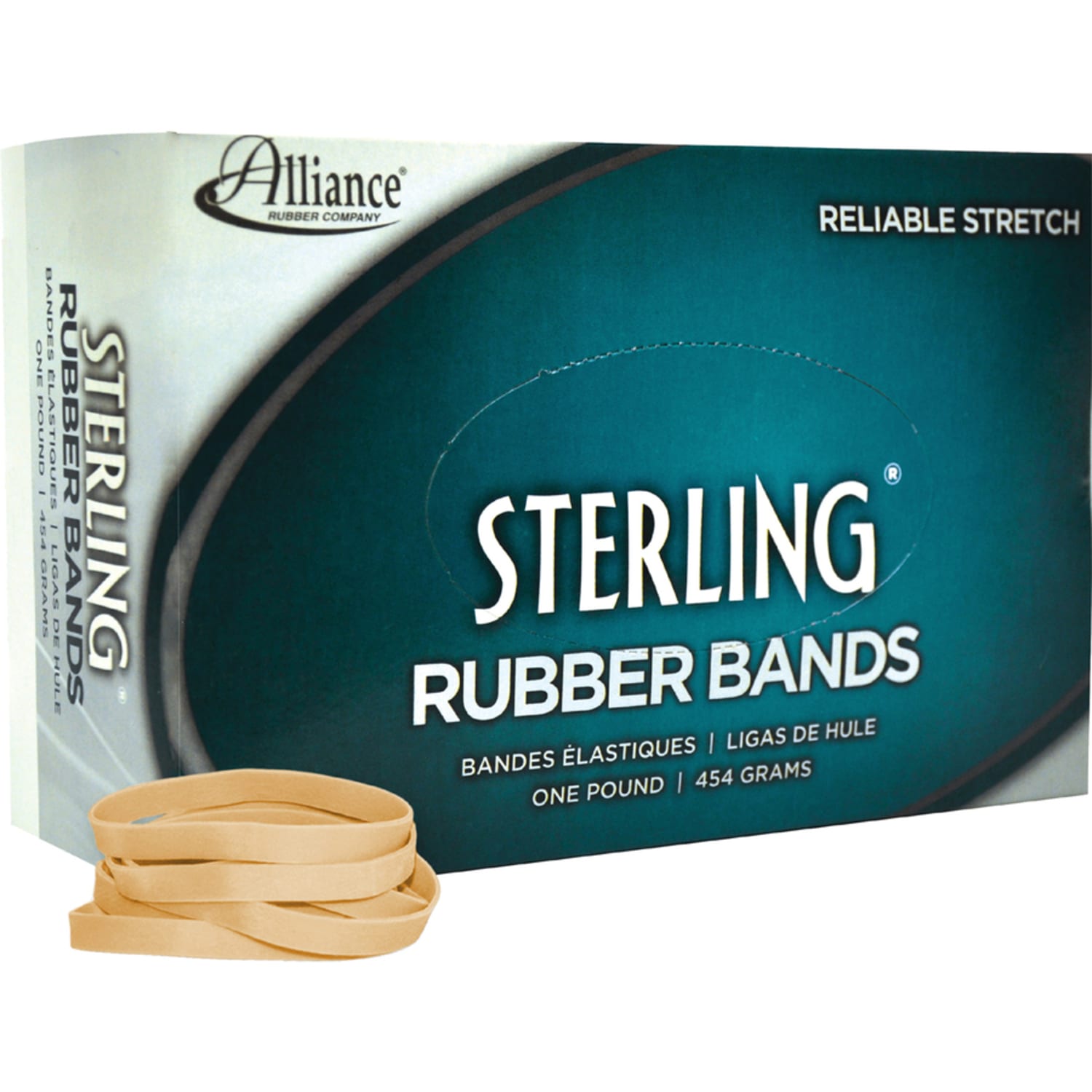 Alliance Rubber 24645 Sterling Rubber Bands, Size #64, 2 1/2in x 1/4in, Natural Crepe, Approximately 425 Bands - Image 3