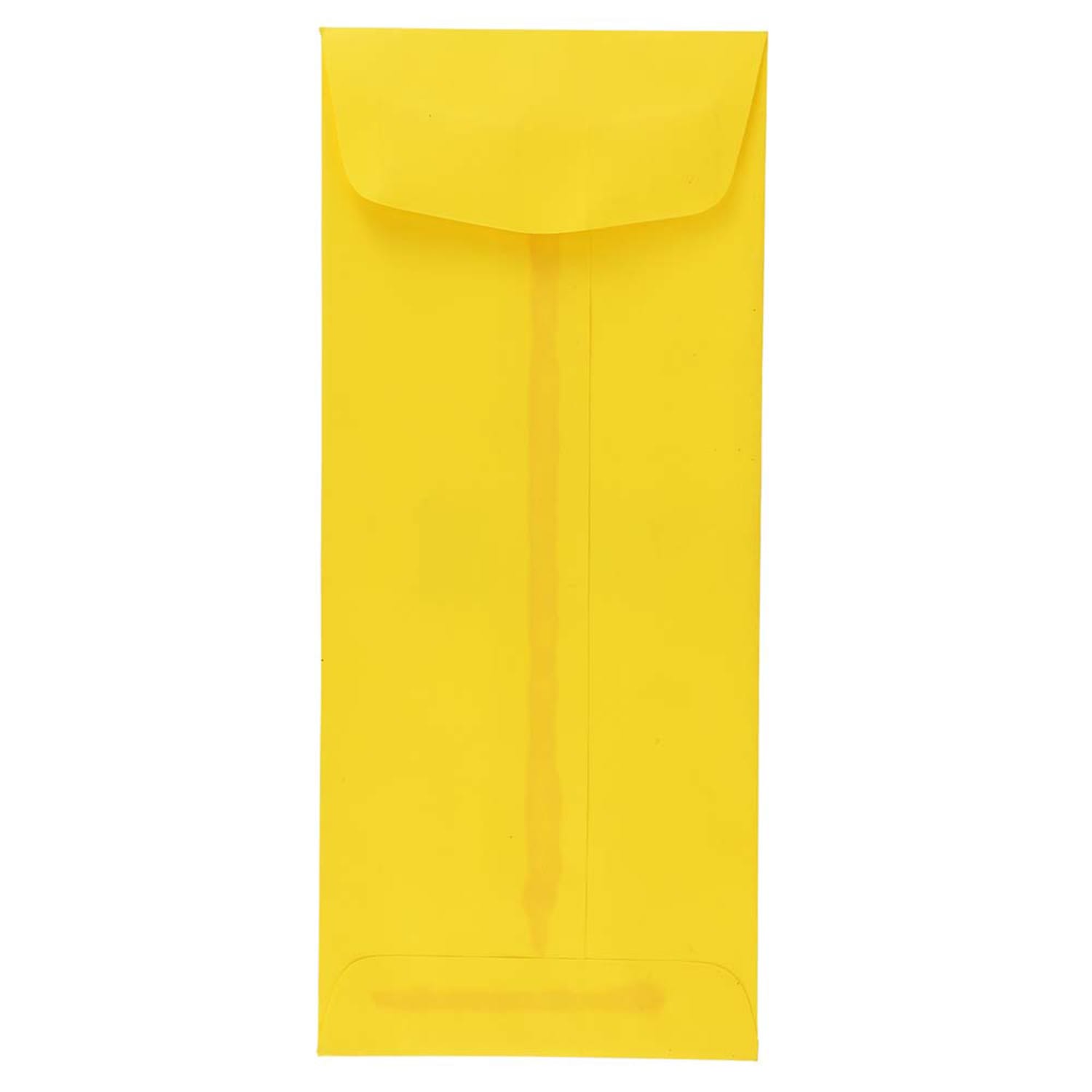 JAM Paper #10 Policy Envelopes, Gummed Seal, 30% Recycled, Yellow, Pack Of 25