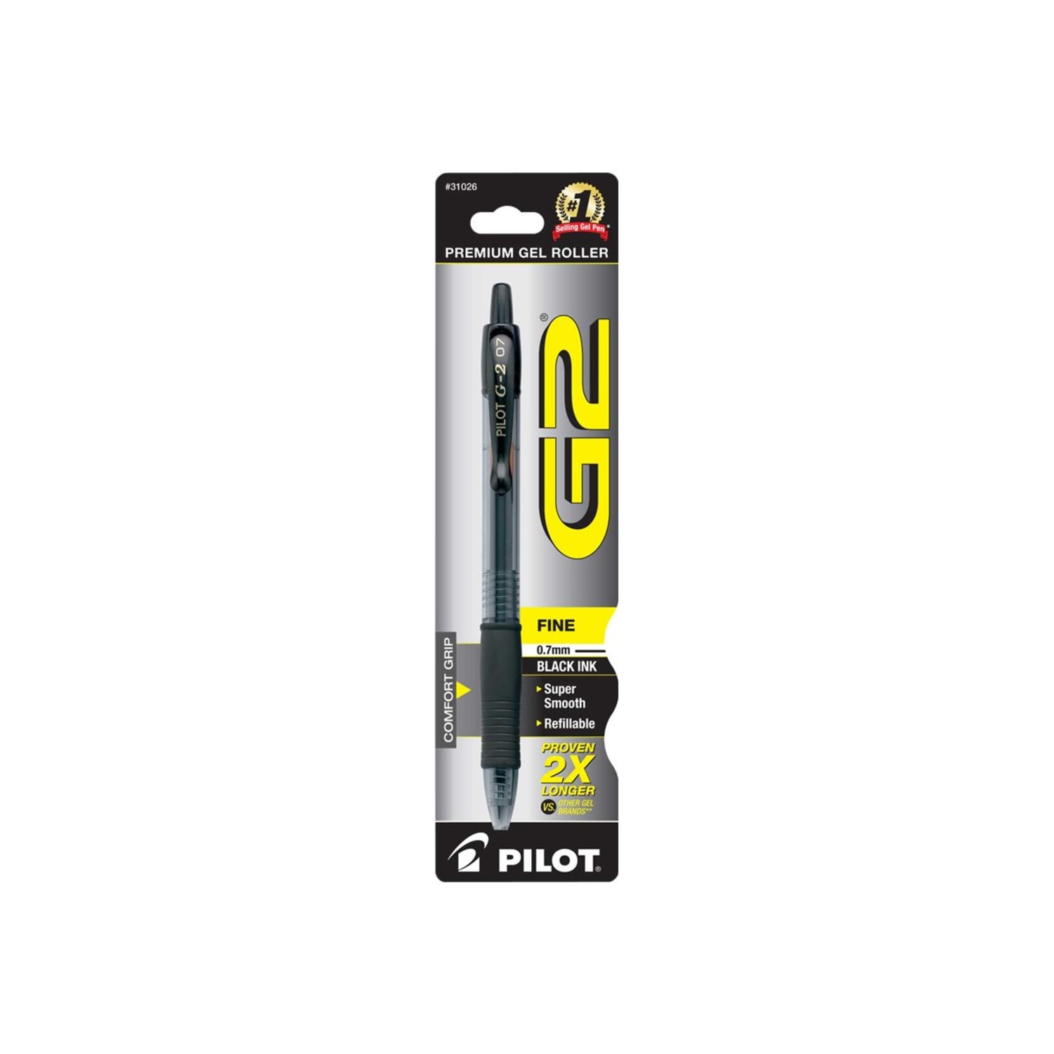 Pilot G2 Retractable Gel Rollerball Pen, Fine Point, 0.7 mm, Translucent Barrel, Black Ink - Image 4