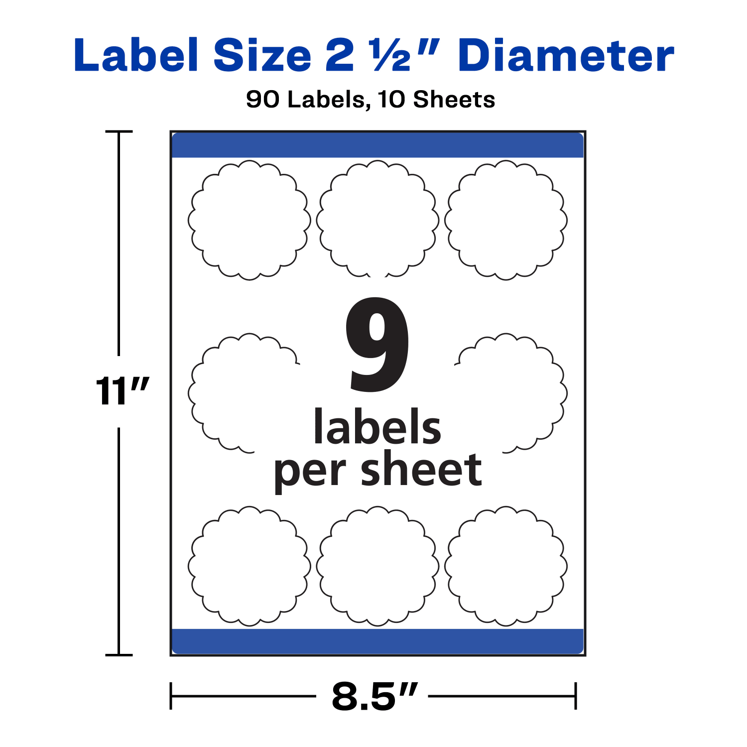 Avery Permanent Textured Labels With Sure Feed, 8218, Round Scallop, 2-1/2in Diameter, White, Pack Of 90 - Image 6