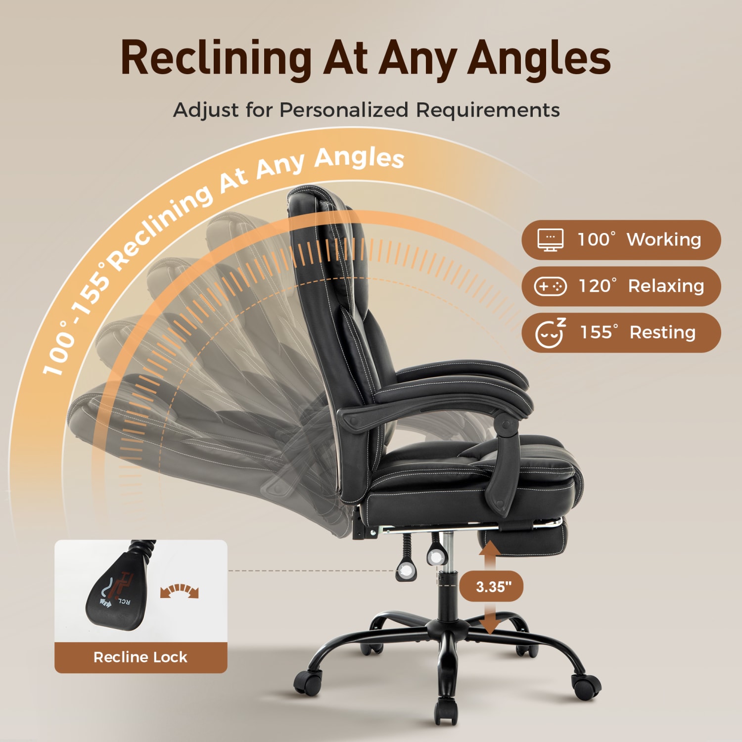 ALPHA HOME Ergonomic Faux Leather High Back Big And Tall Executive Office Chair Black PopularChairscom