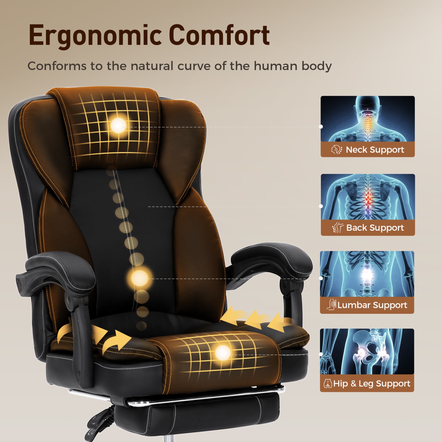 ALPHA HOME Ergonomic Faux Leather High Back Big And Tall Executive Office Chair Black PopularChairscom