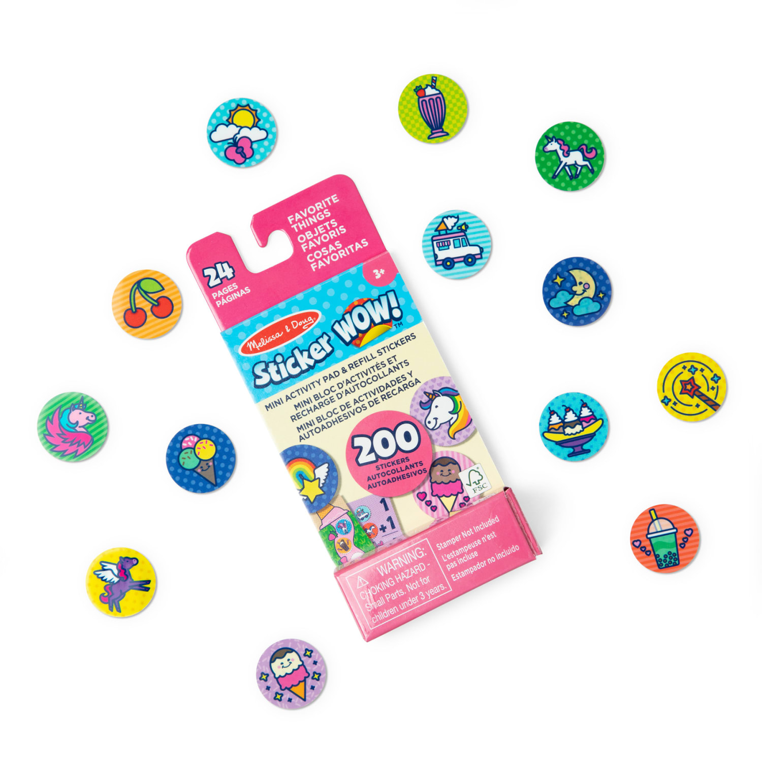 Melissa & Doug Sticker WOW! Mini Activity Pad with Refill Stickers, Favorite Things, 200 Stickers Per Set, 4 Sets - Image 4