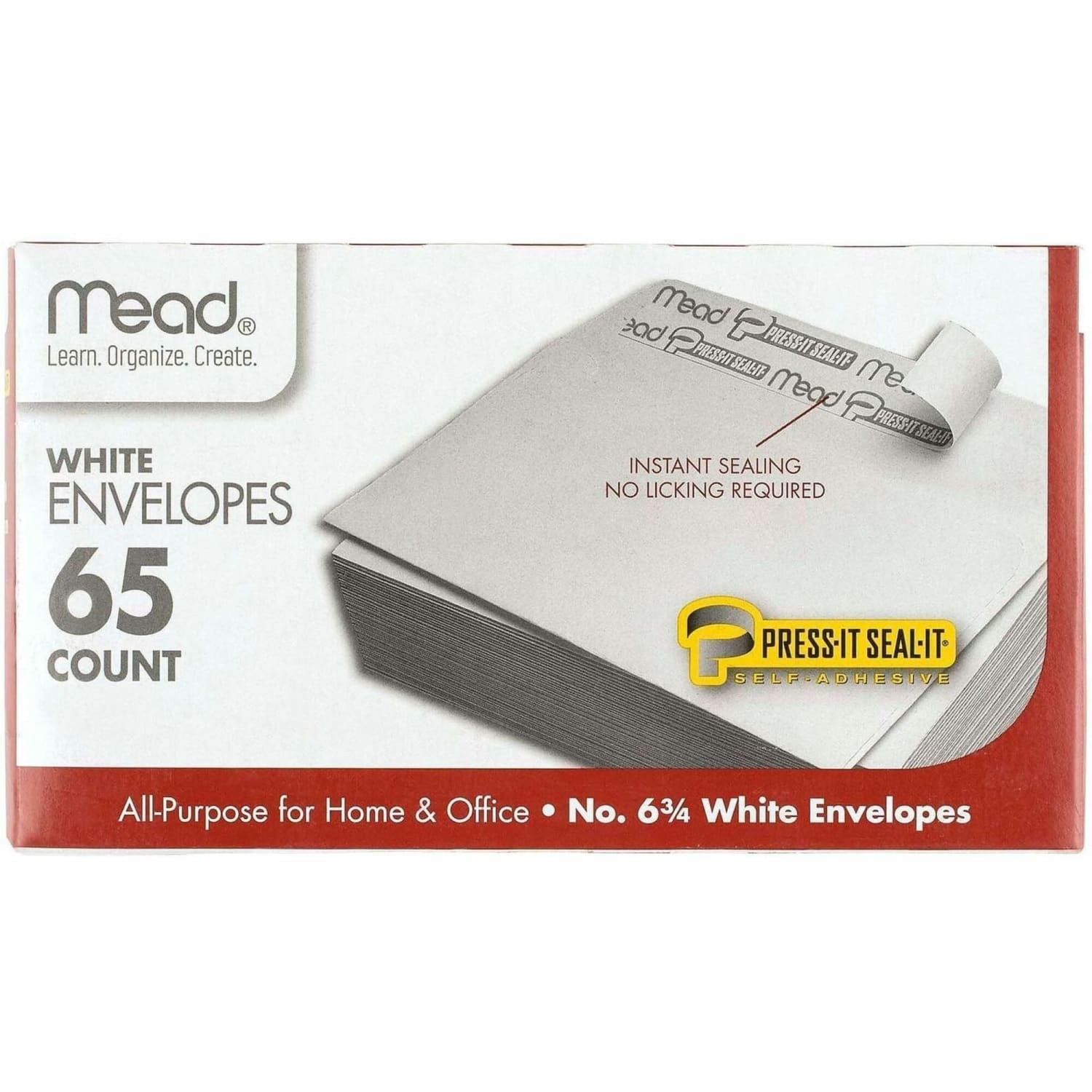 Mead No. 6-3/4 All-purpose White Envelopes - Business - #6 3/4 - 3 5/8in Width x 6 1/2in Length - Self-sealing - White - 1 Box