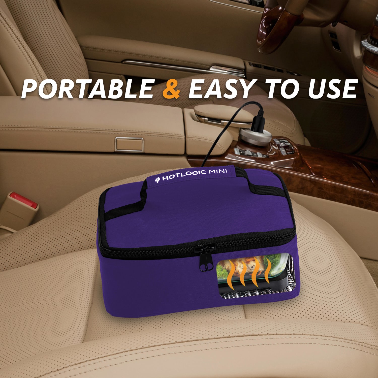 HOTLOGIC Portable Personal 12V Mini Oven, Purple - Image 3
