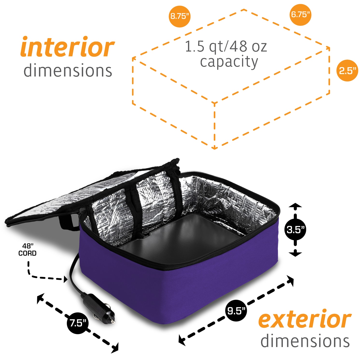 HOTLOGIC Portable Personal 12V Mini Oven, Purple - Image 4